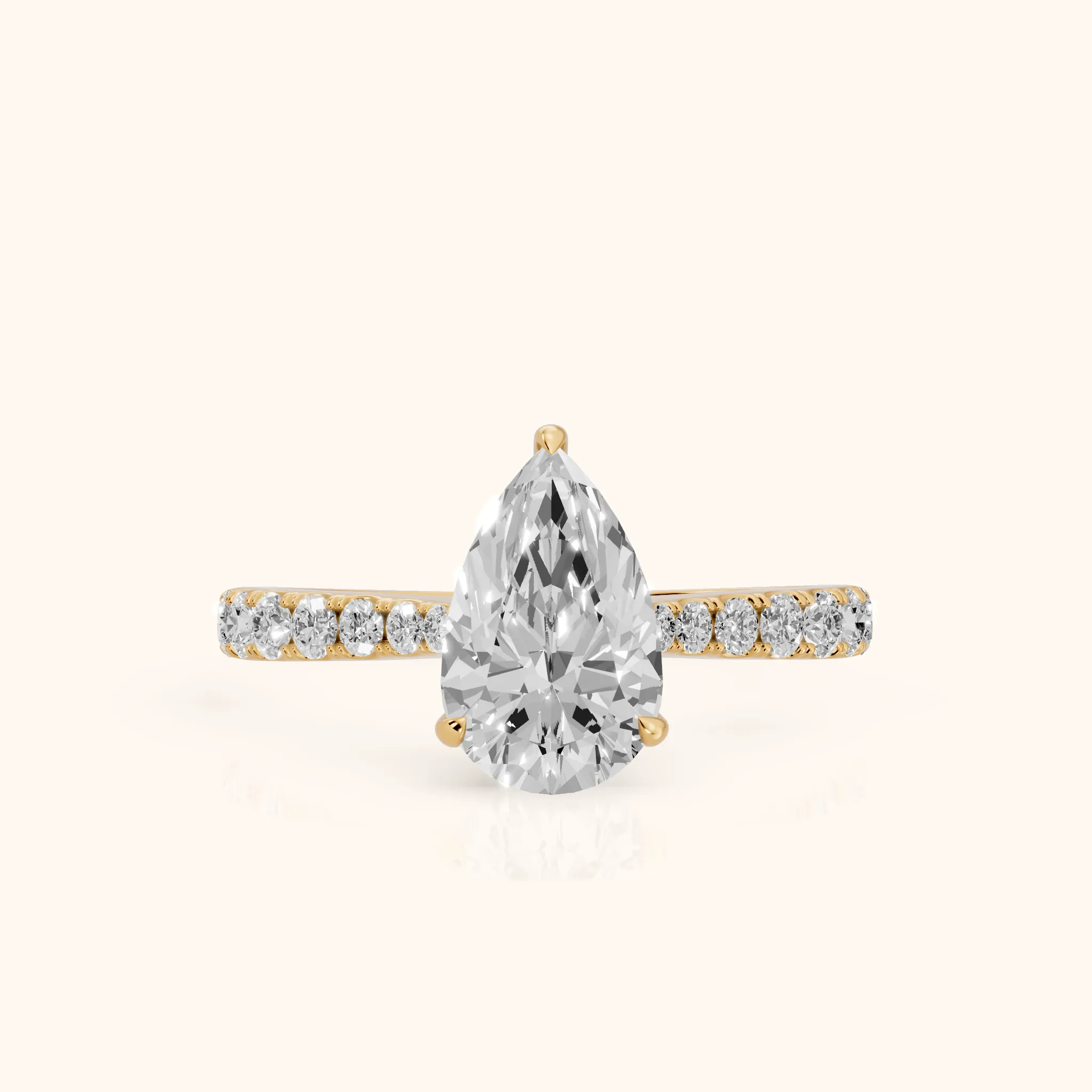 Gia Hidden Halo Pavé Pear Diamond Ring in Yellow Gold — view 1