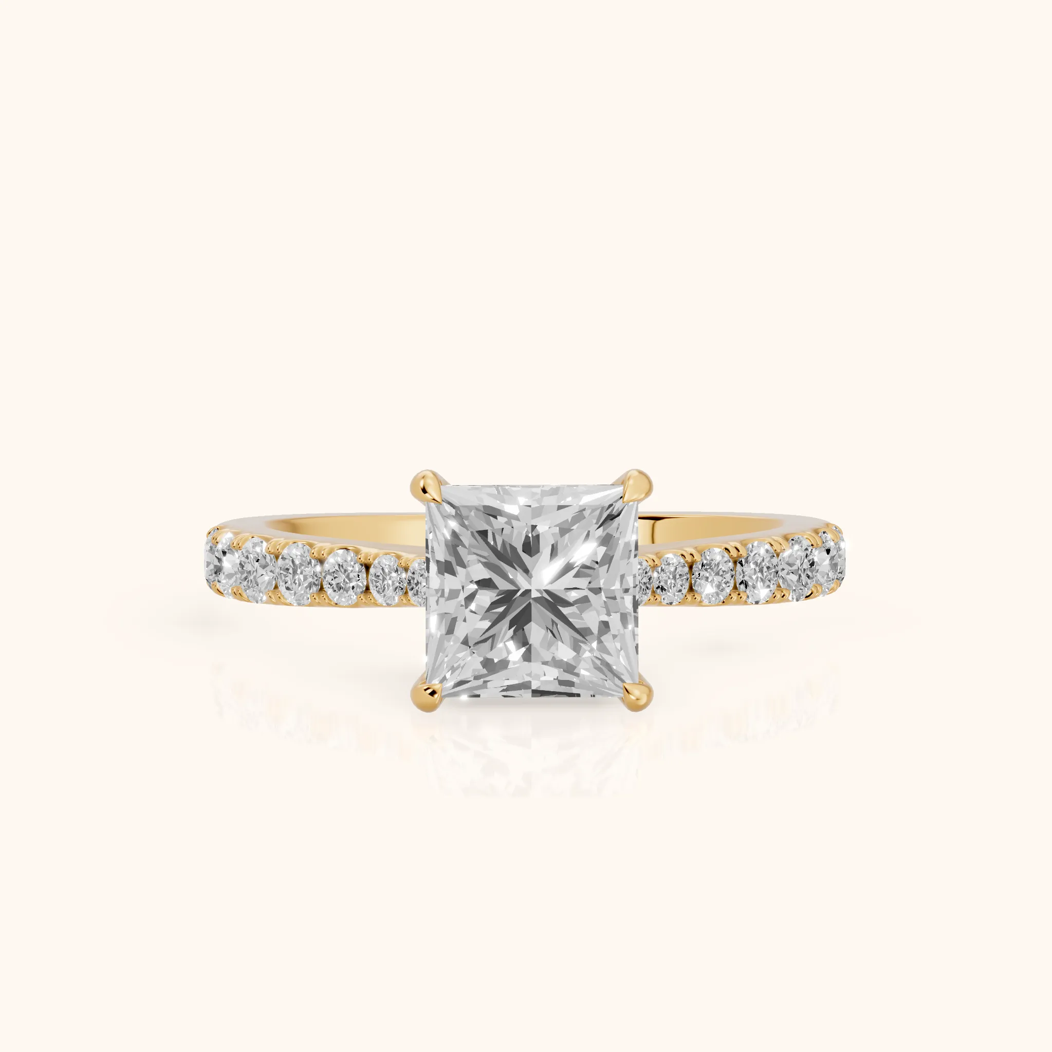 Gia Hidden Halo Pavé Princess Diamond Ring in Yellow Gold — view 1