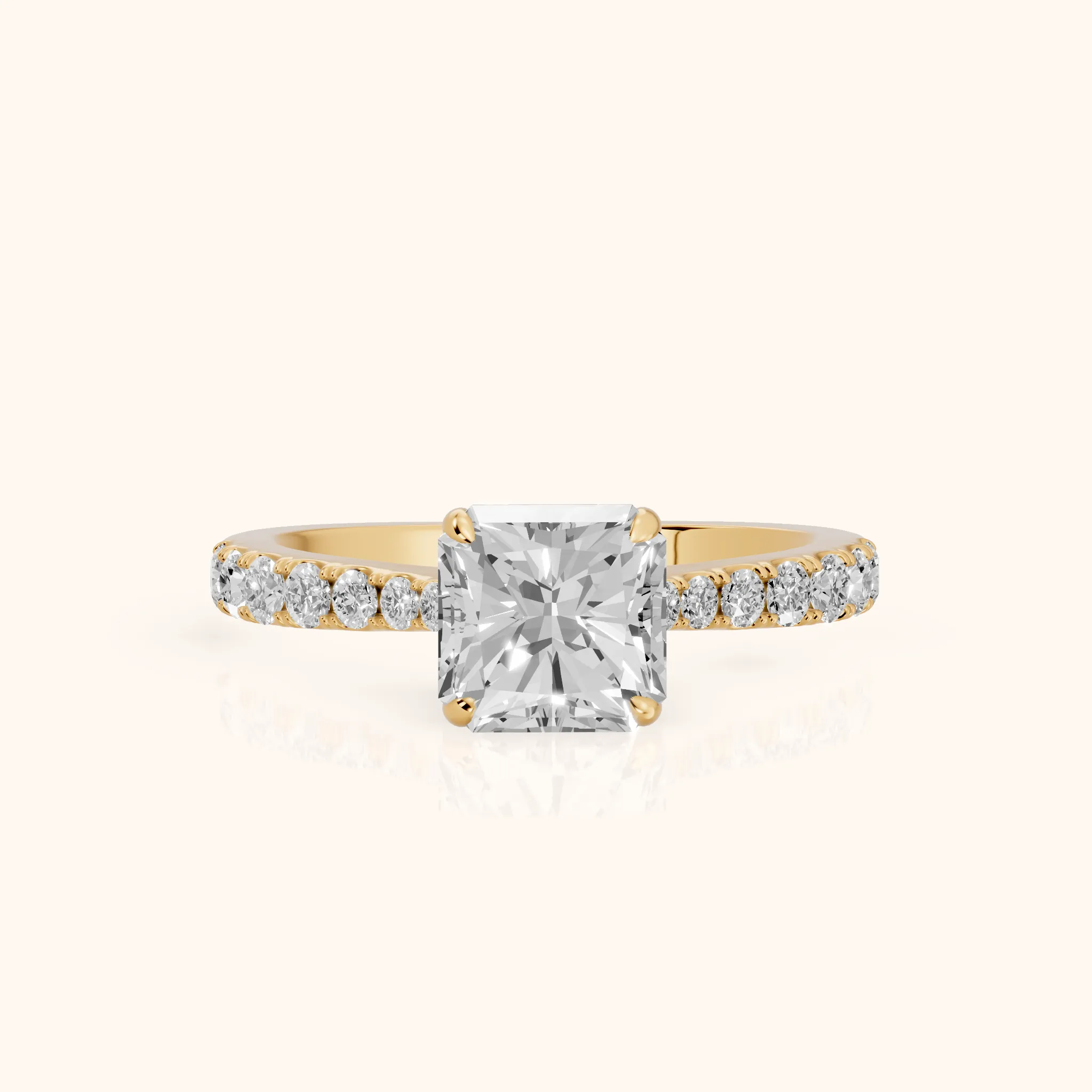 Gia Hidden Halo Pavé Radiant Diamond Ring in Yellow Gold — view 1