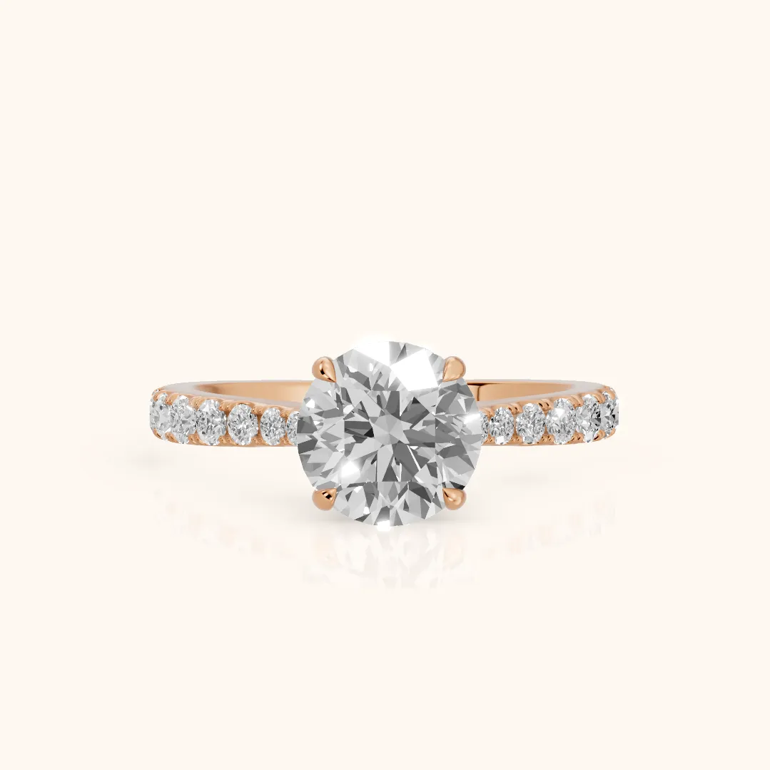 Gia Hidden Halo Pavé Round Diamond Ring in Rose Gold — view 2