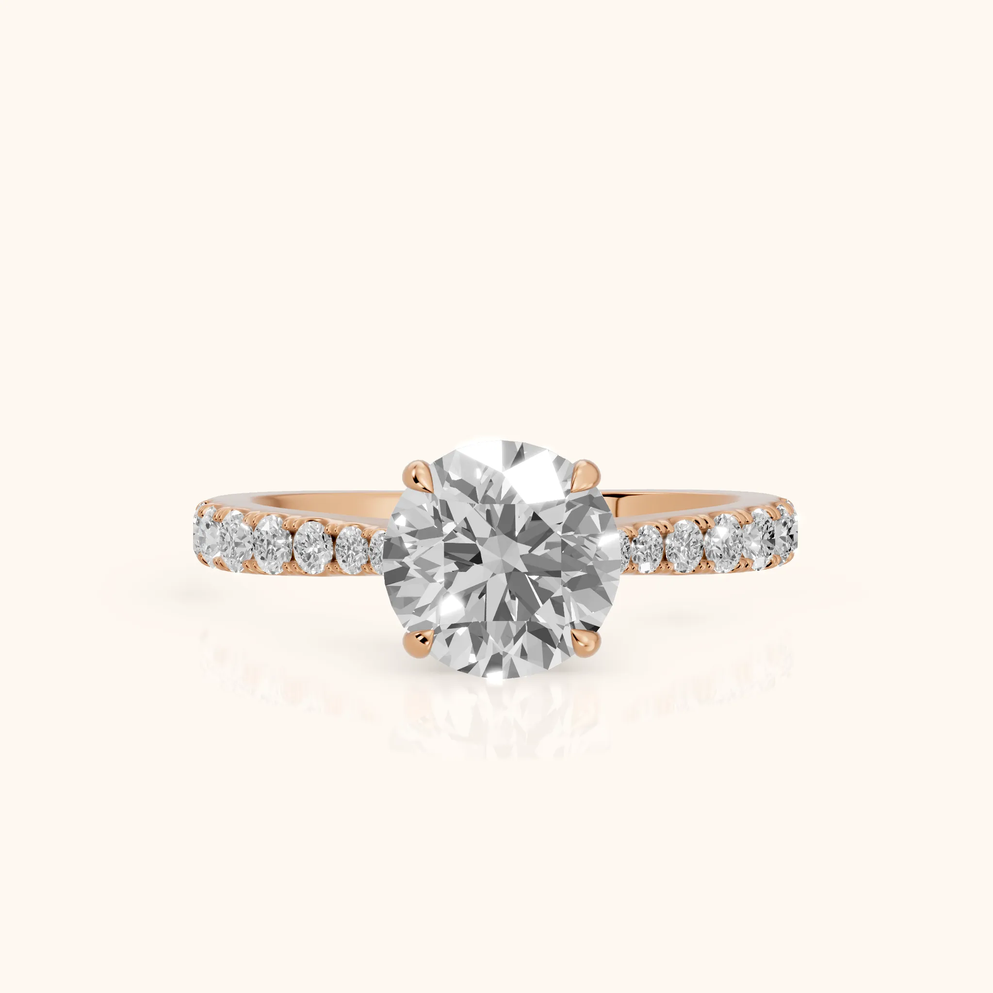 Gia Hidden Halo Pavé Round Diamond Ring in Rose Gold — view 1