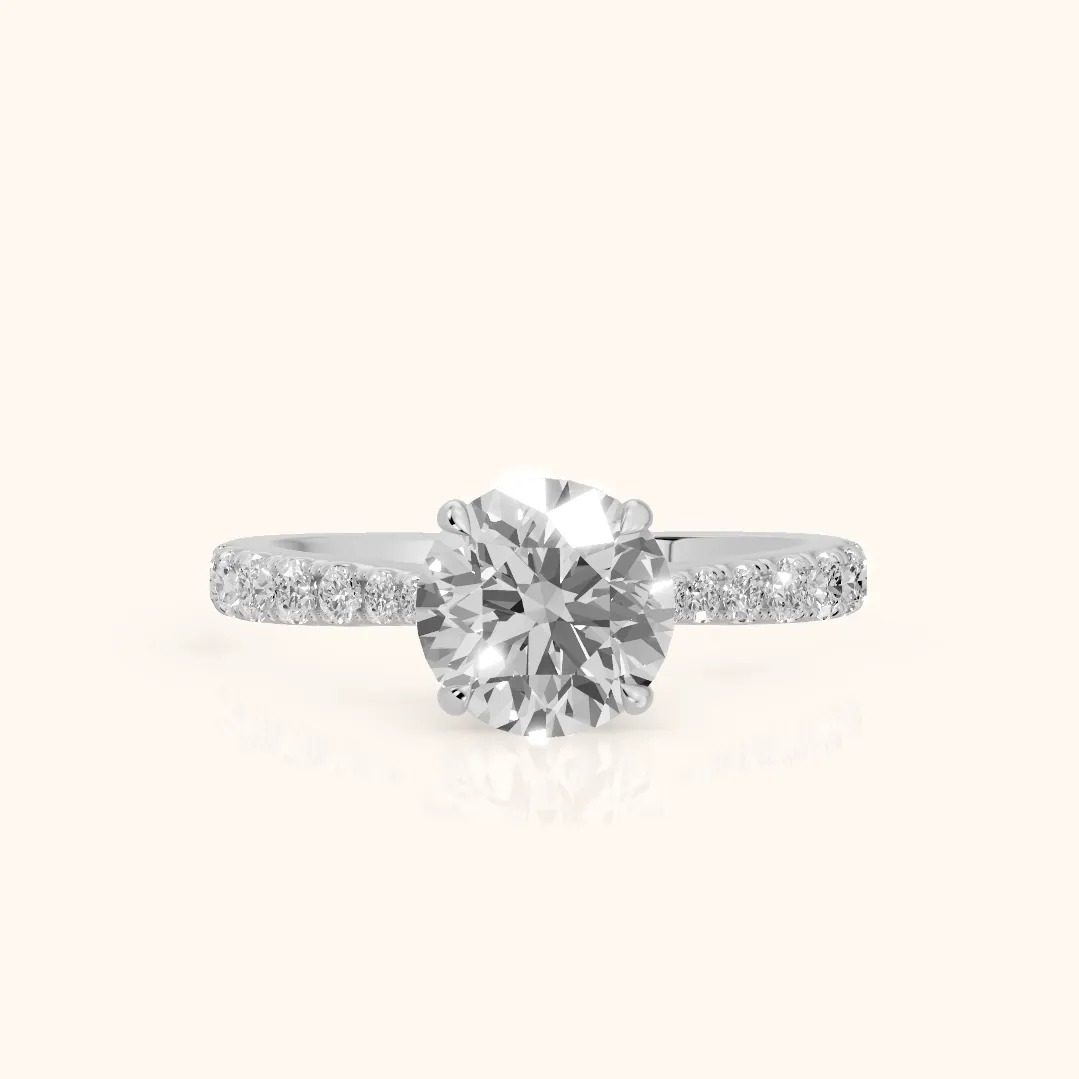 Gia Hidden Halo Pavé Round Diamond Ring in Silver — view 2