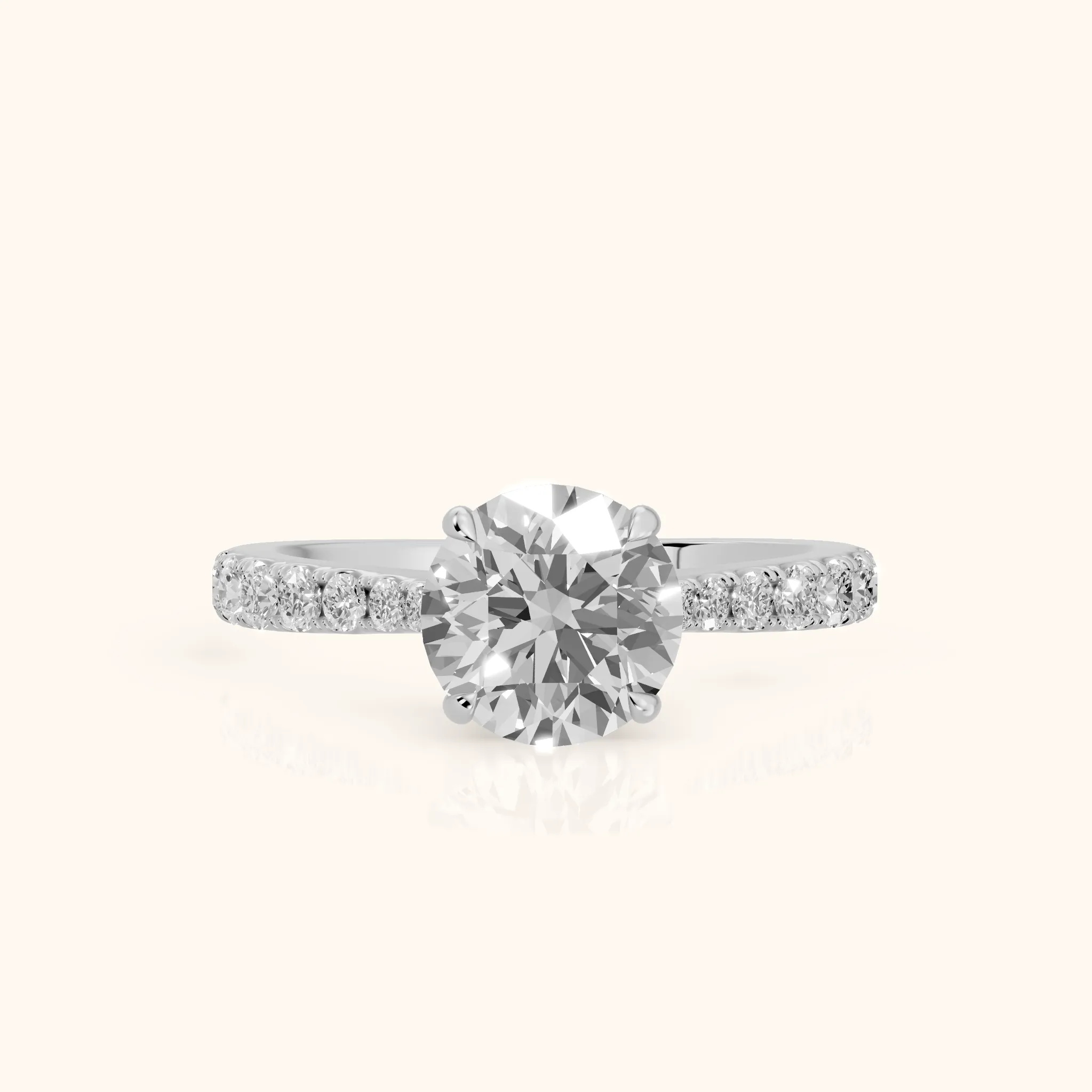 Gia Hidden Halo Pavé Round Diamond Ring in Silver — view 1