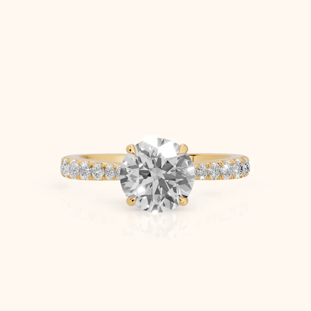 Gia Hidden Halo Pavé Round Diamond Ring in Yellow Gold — view 2