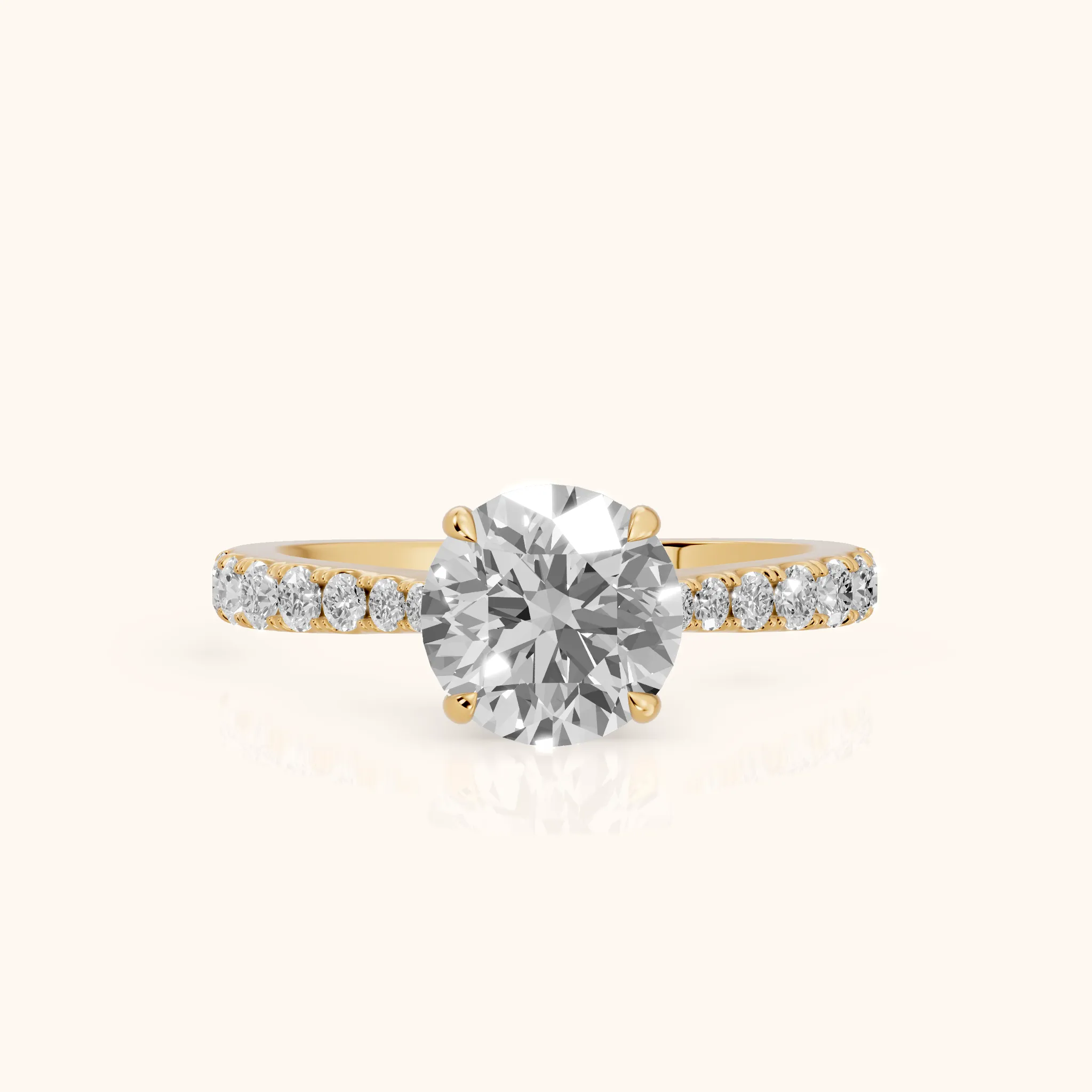 Gia Hidden Halo Pavé Round Diamond Ring in Yellow Gold — view 1