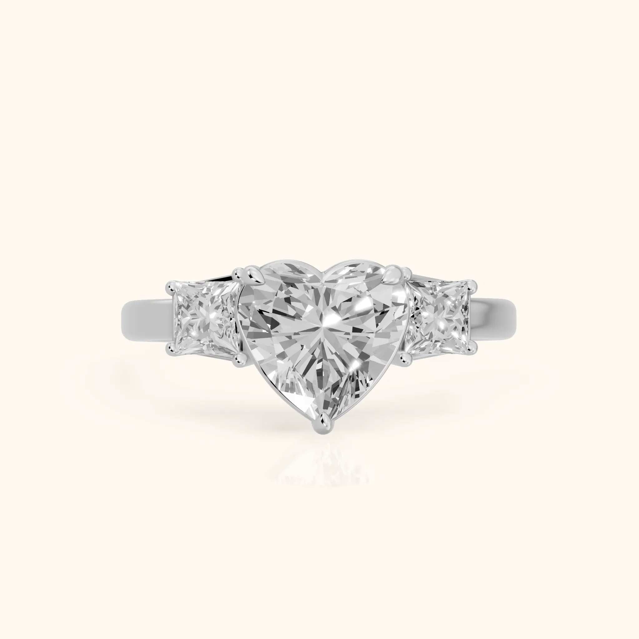 Selena Three-Stone Basket Heart Diamond Ring in Silver — view 1