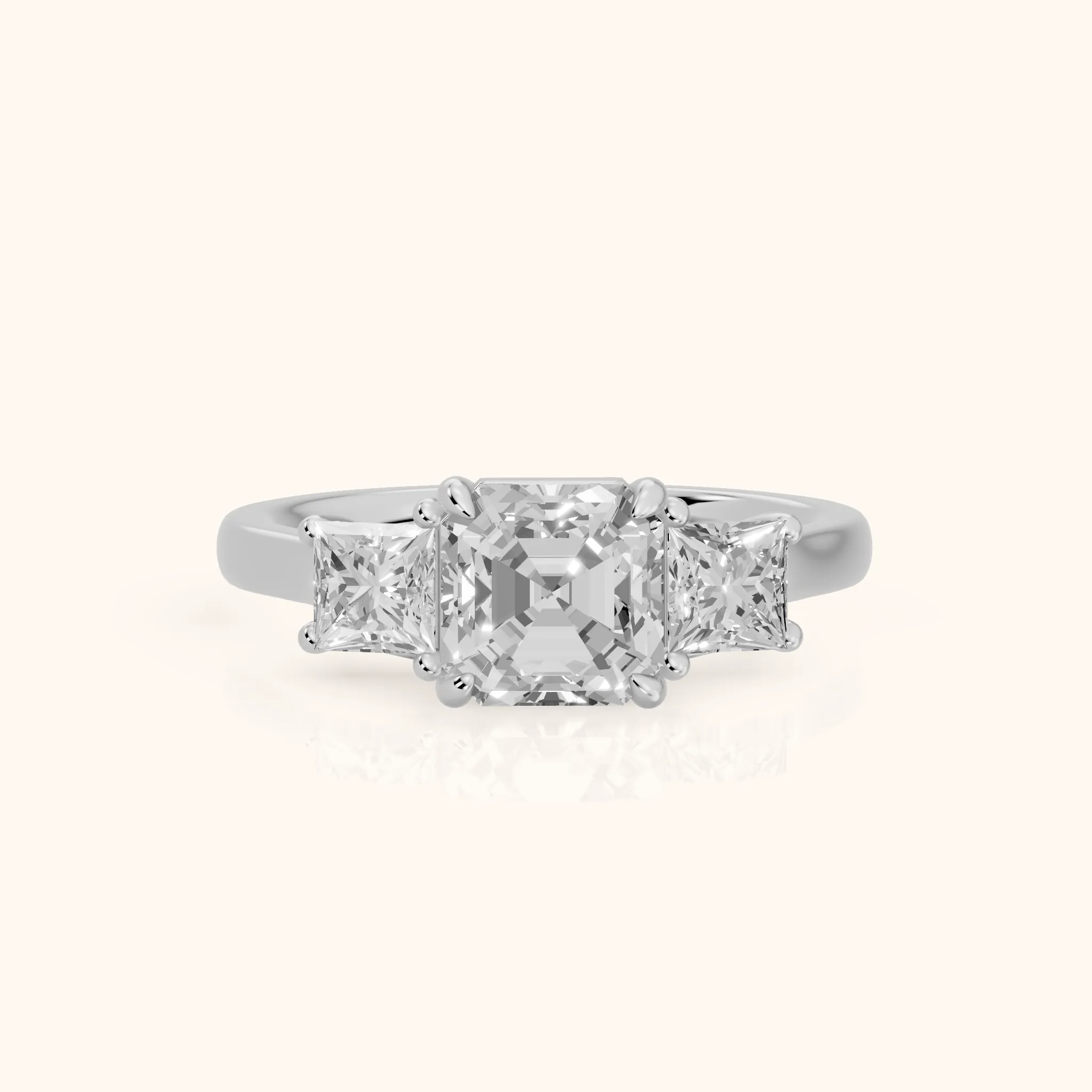 Sienna Three-Stone Asscher Diamond Ring in Silver — view 1