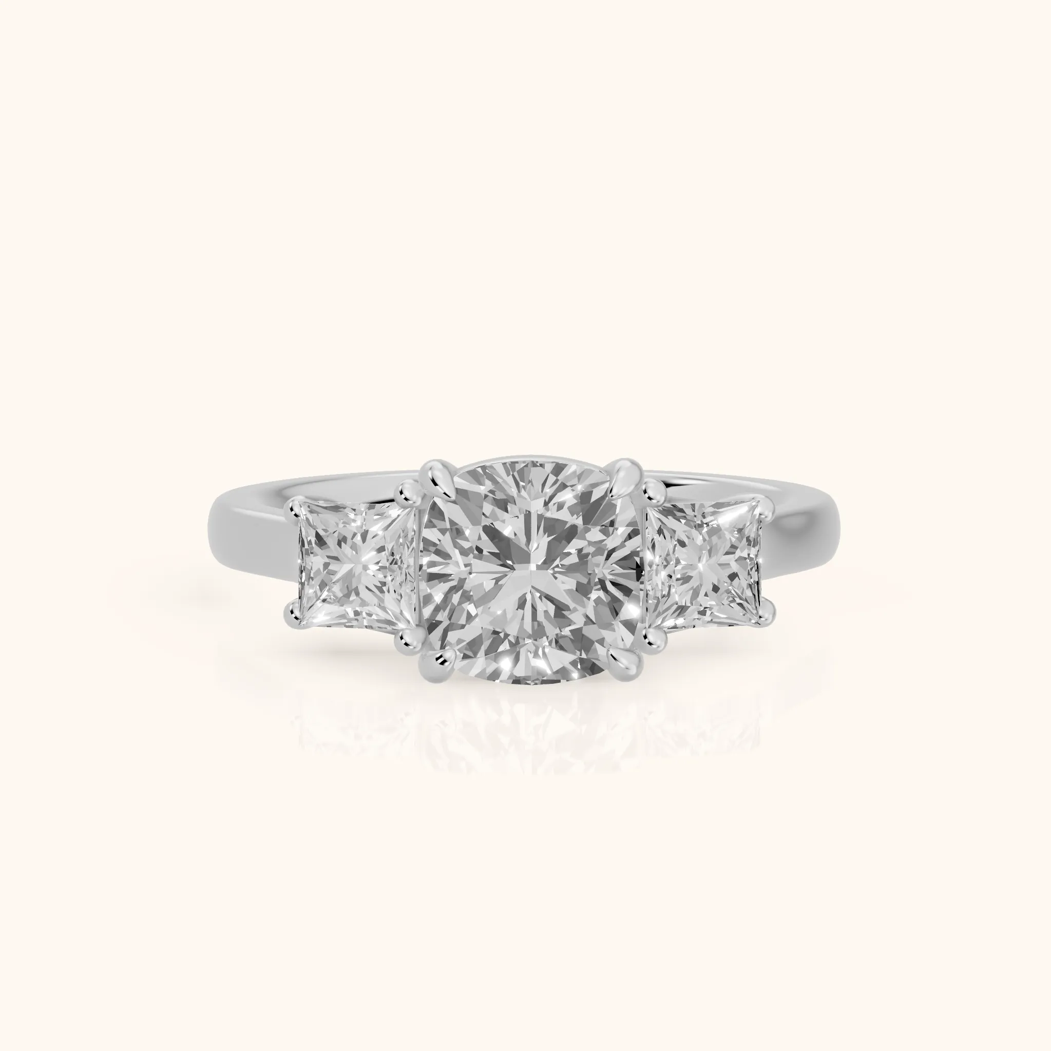Sienna Three-Stone Cushion Diamond Ring in Silver — view 1