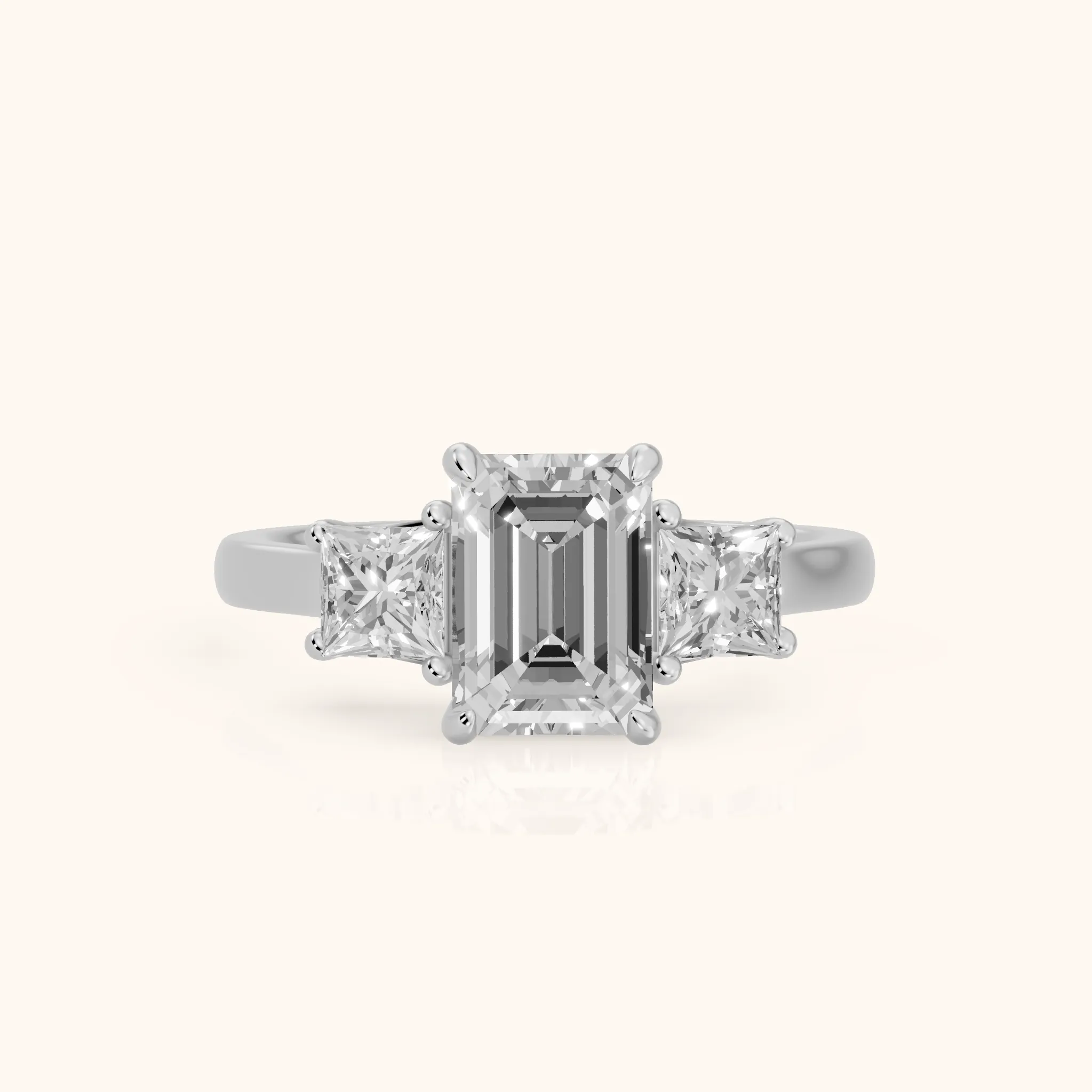 Sienna Three-Stone Emerald Diamond Ring in Silver — view 1