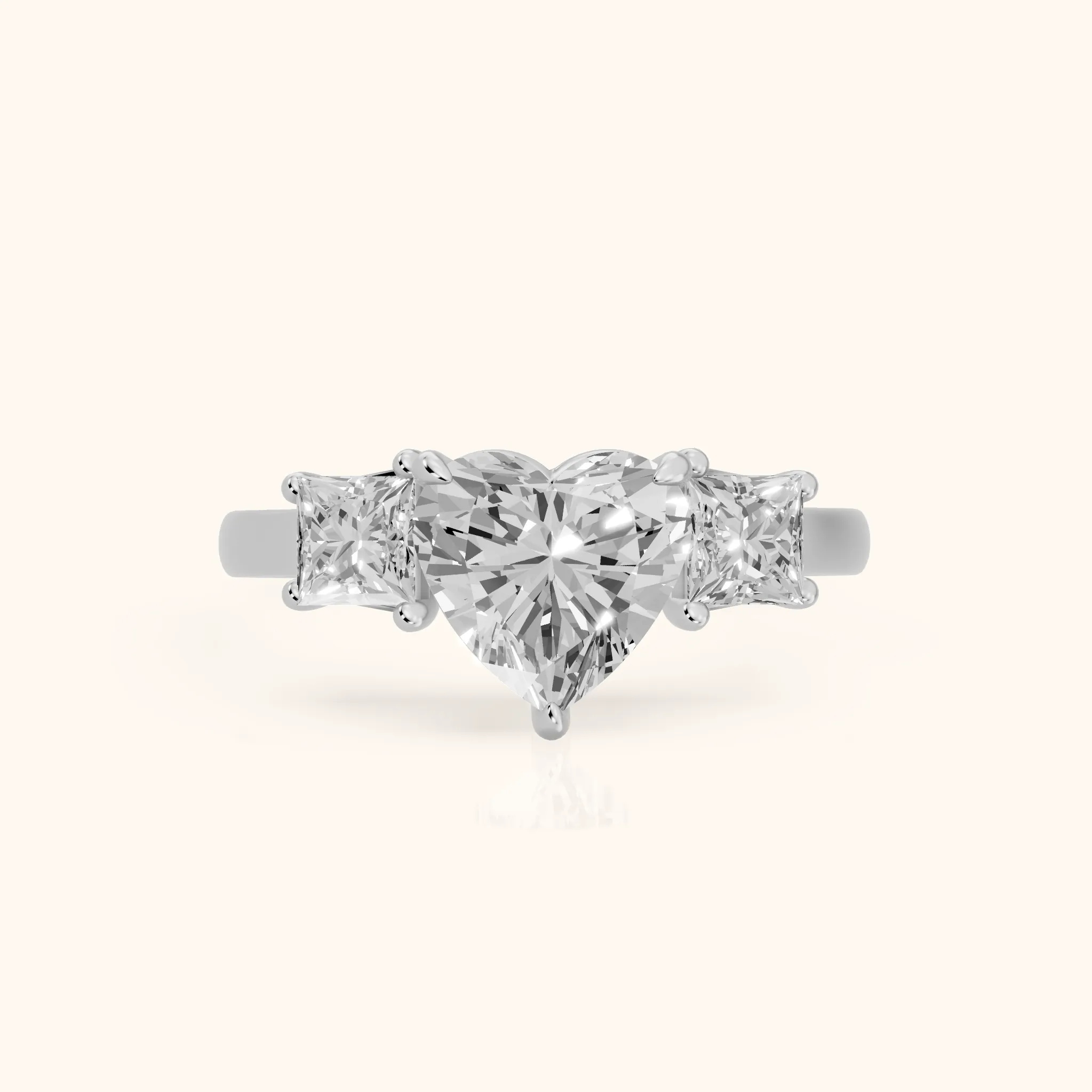 Sienna Three-Stone Heart Diamond Ring in Silver — view 1