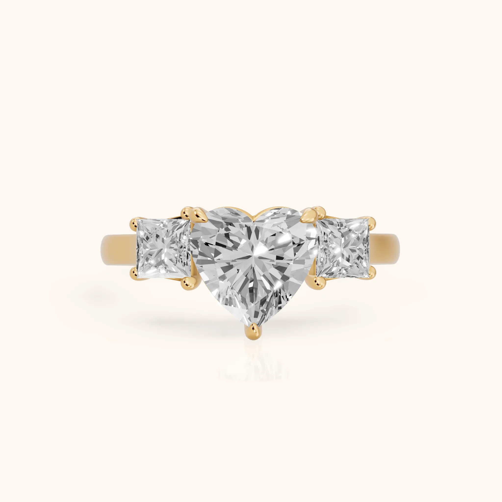 Sienna Three-Stone Heart Diamond Ring in Yellow Gold — view 1