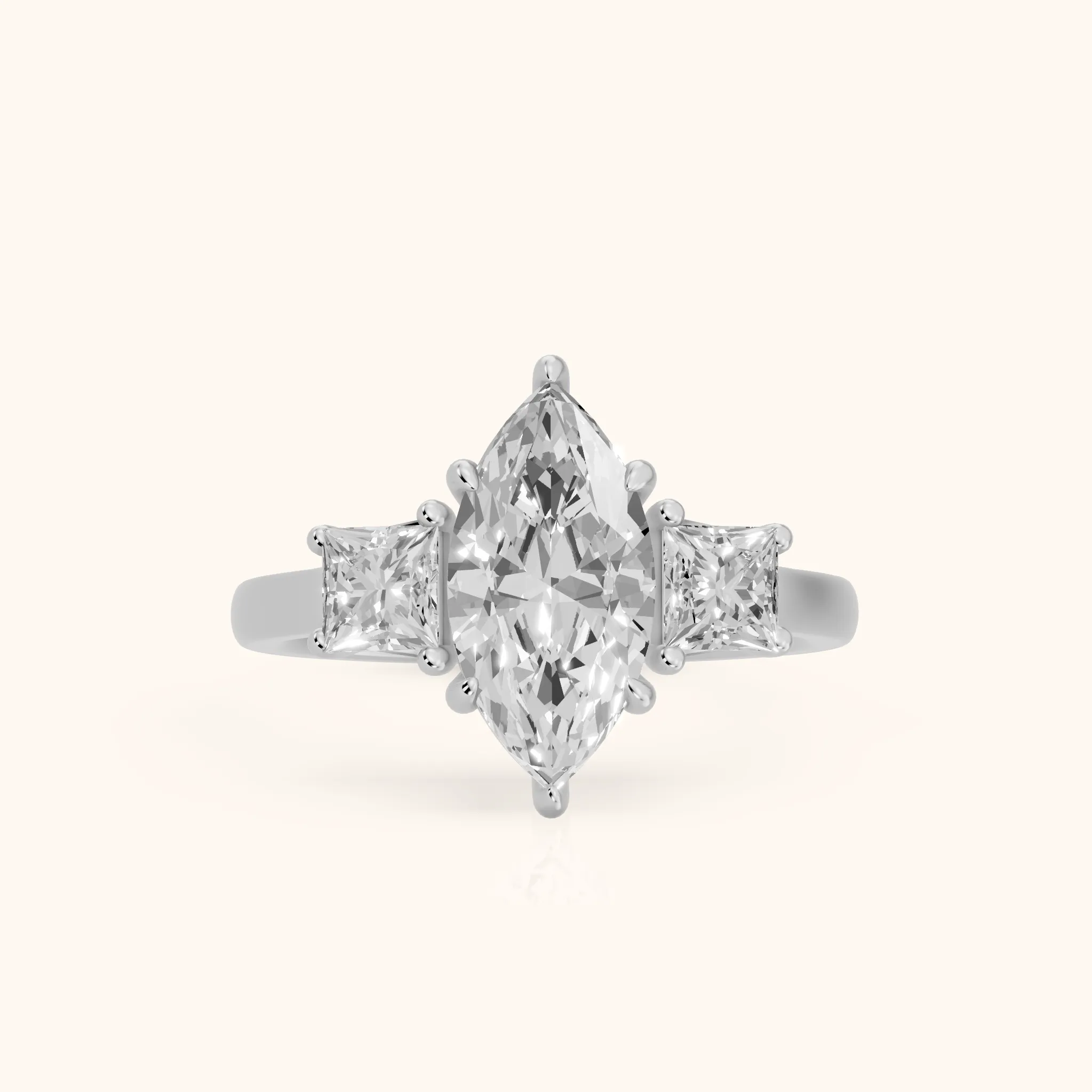 Sienna Three-Stone Marquise Diamond Ring in Silver — view 1