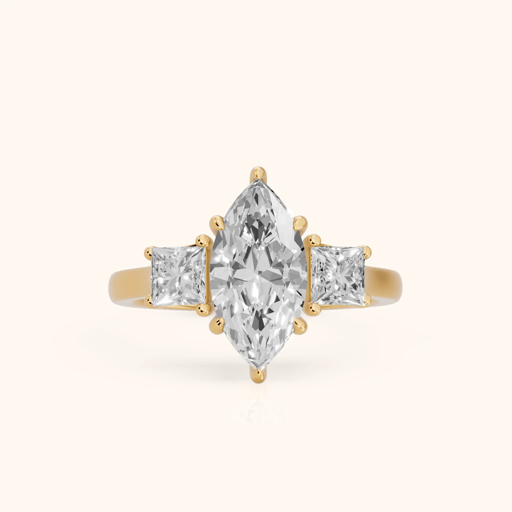 Sienna Three-Stone Marquise Diamond Ring in Yellow Gold — view 1