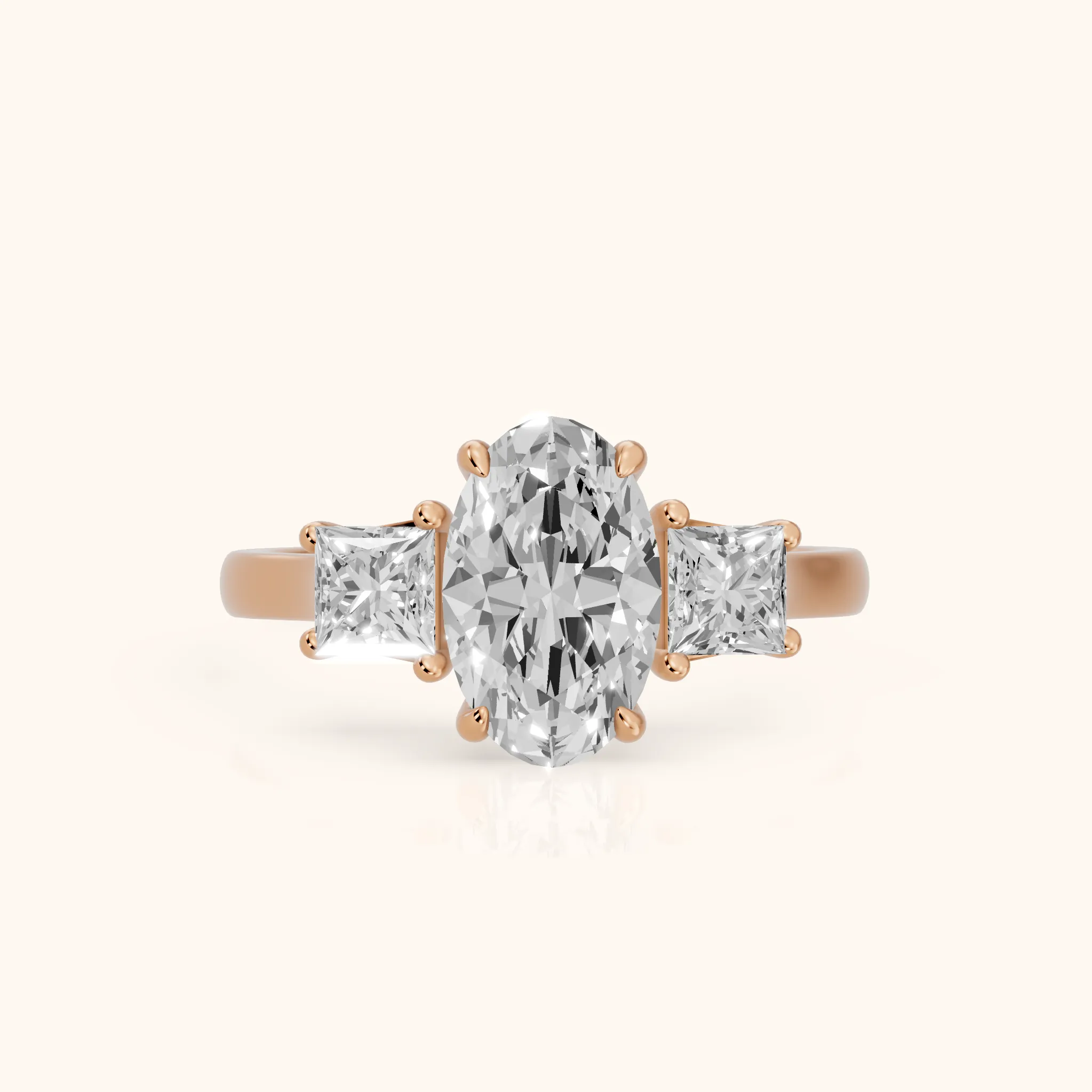 Sienna Three-Stone Oval Diamond Ring in Rose Gold — view 1