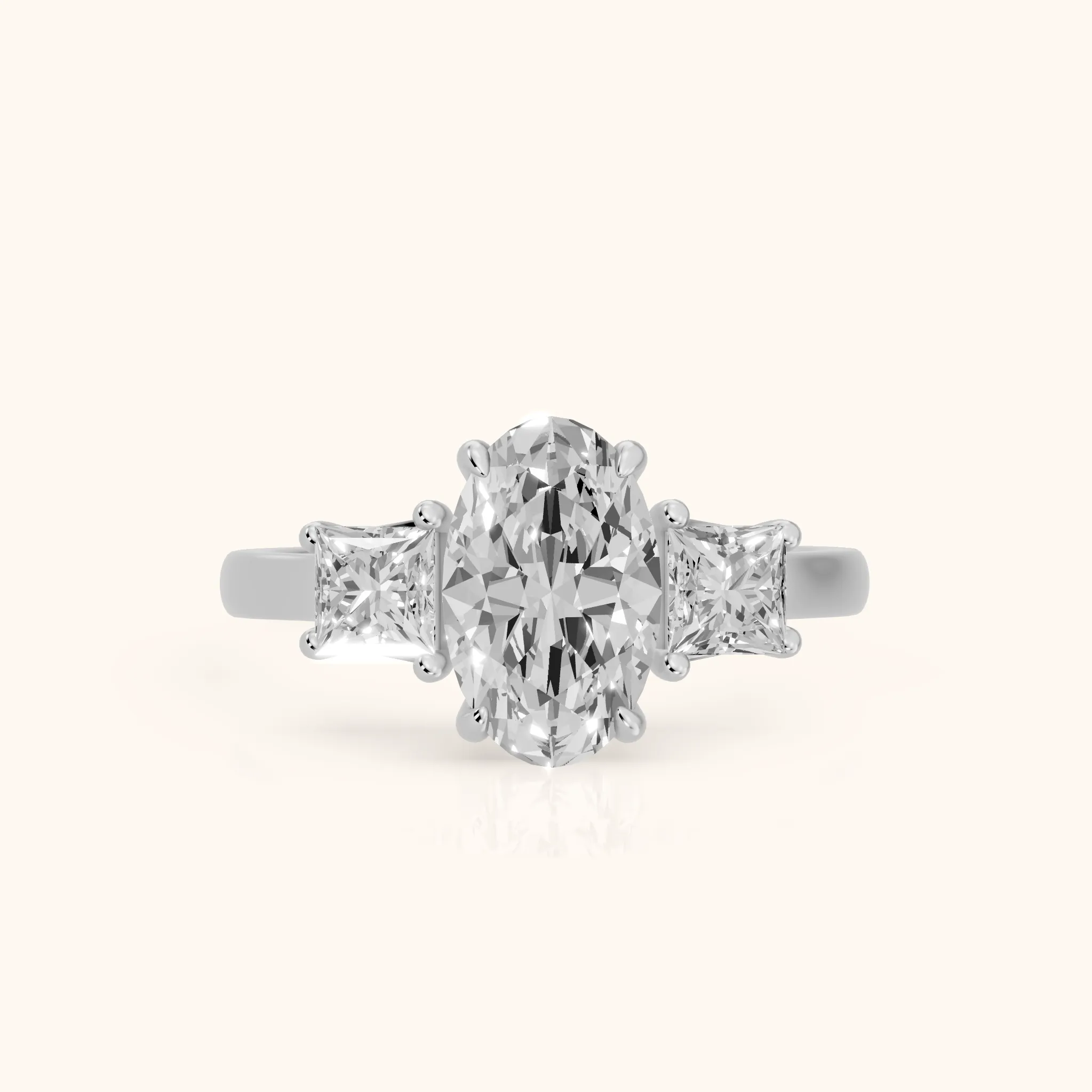 Sienna Three-Stone Oval Diamond Ring in Platinum — view 1