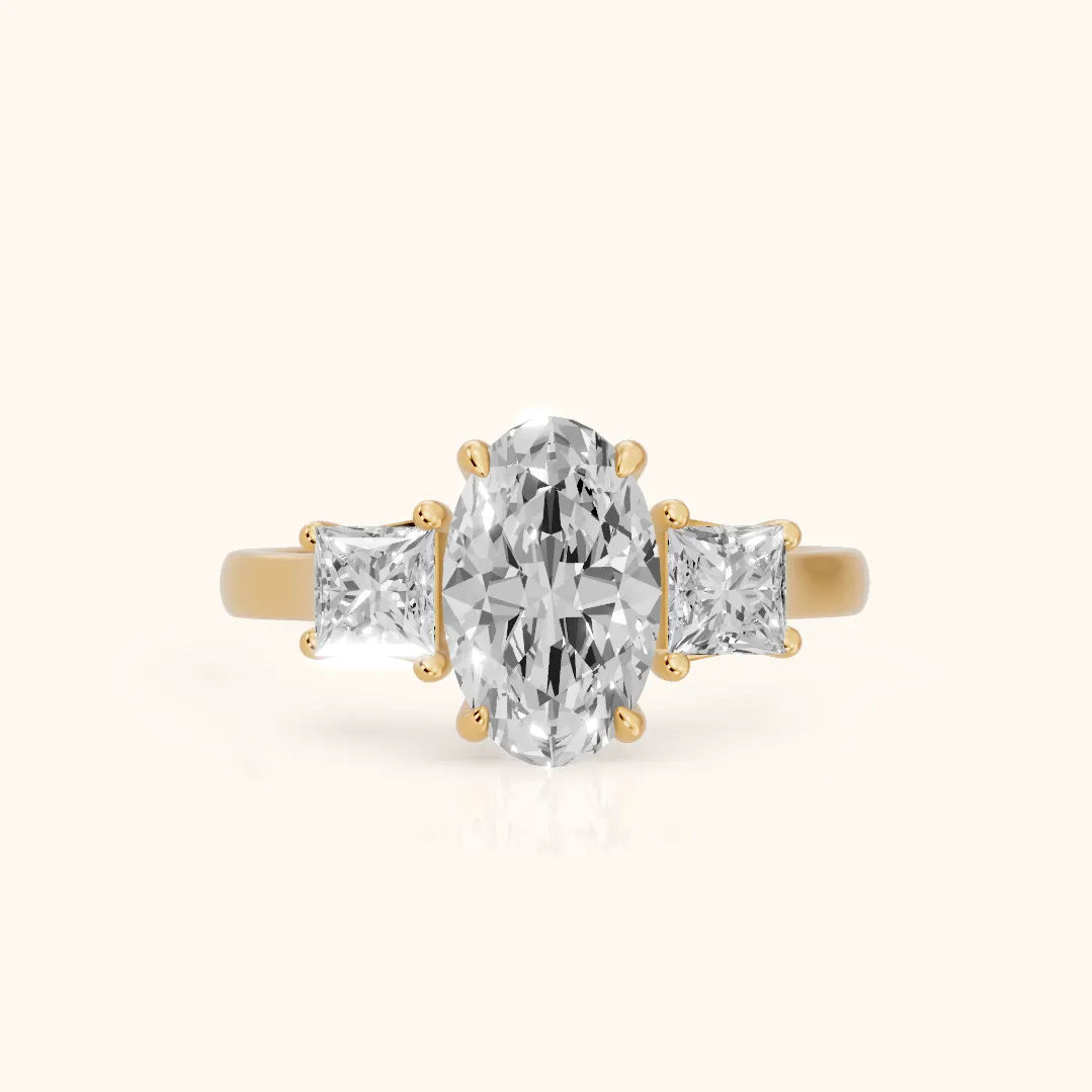 Sienna Three-Stone Oval Diamond Ring in Yellow Gold — view 2