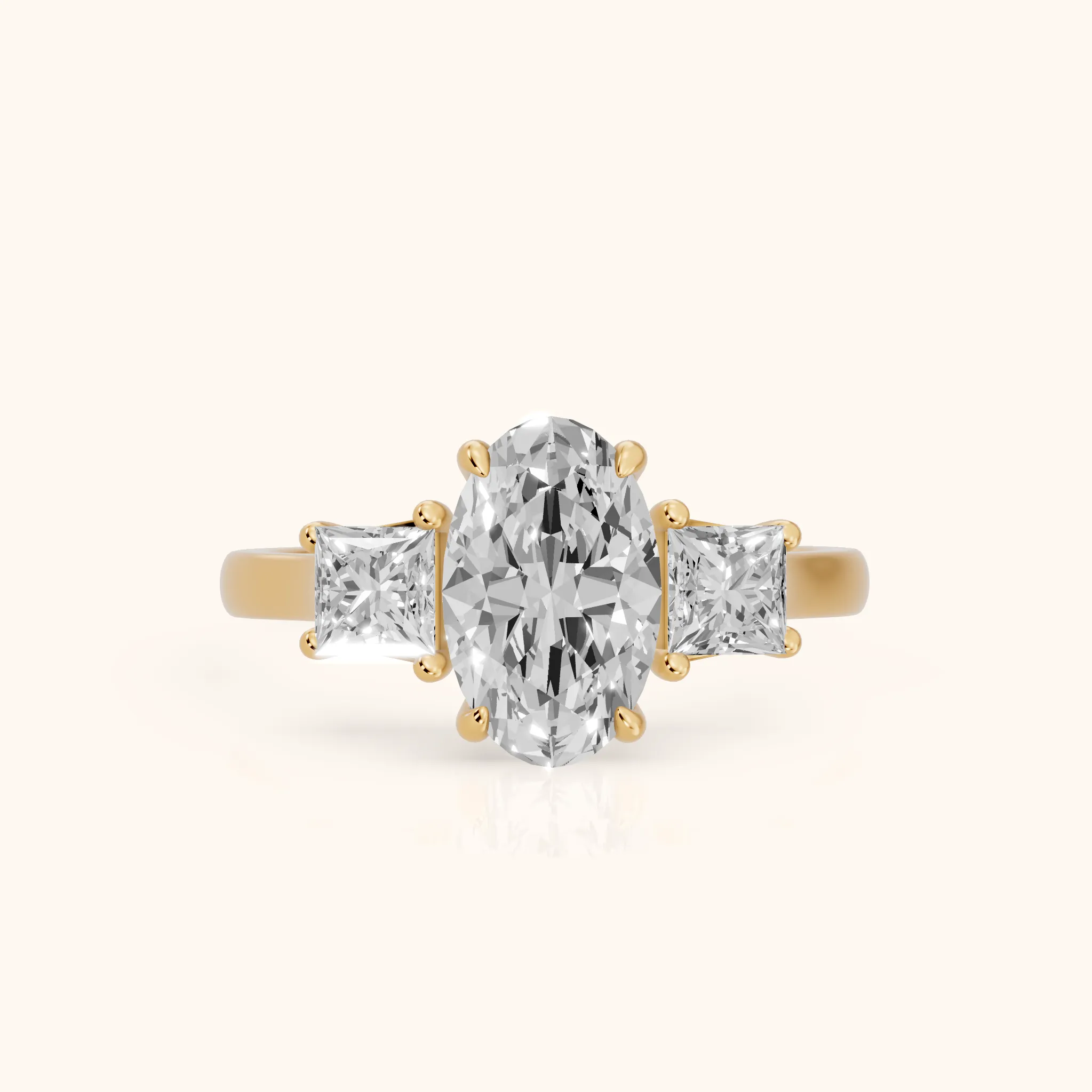 Sienna Three-Stone Oval Diamond Ring in Yellow Gold — view 1