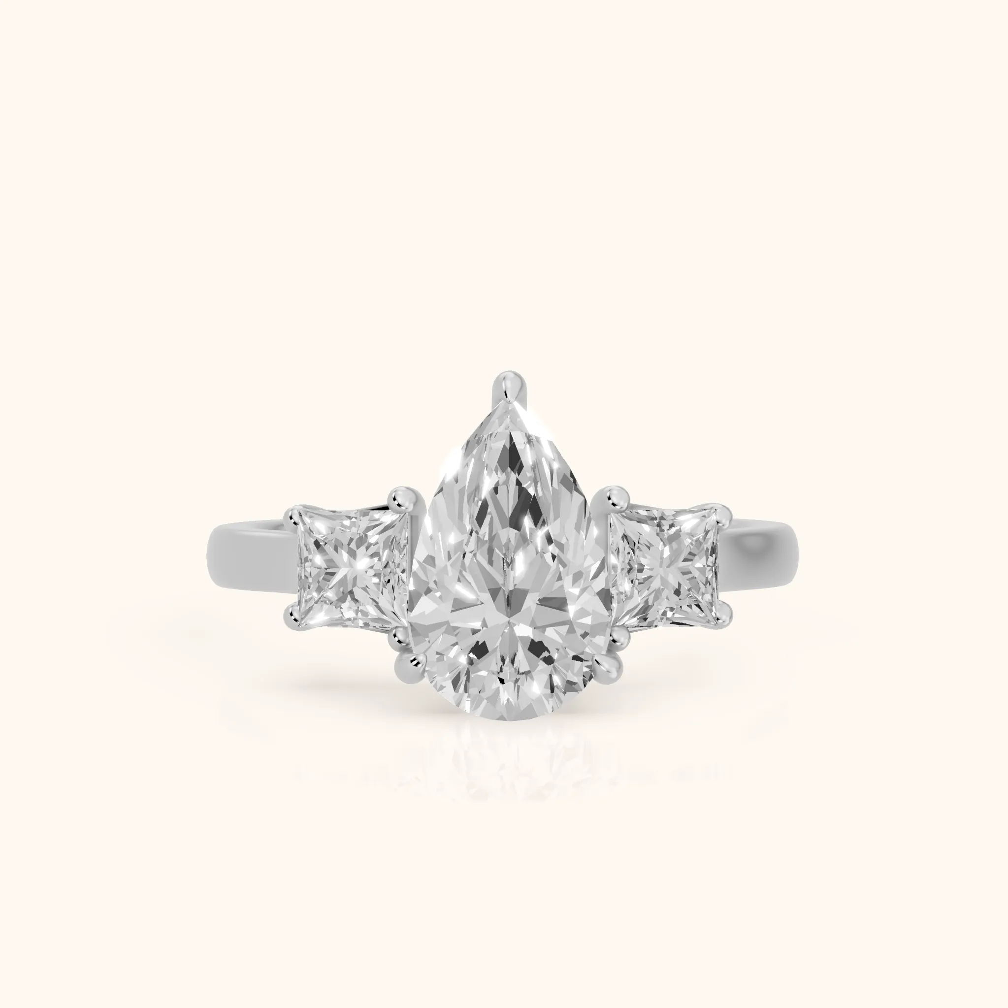 Sienna Three-Stone Pear Diamond Ring in Silver — view 1