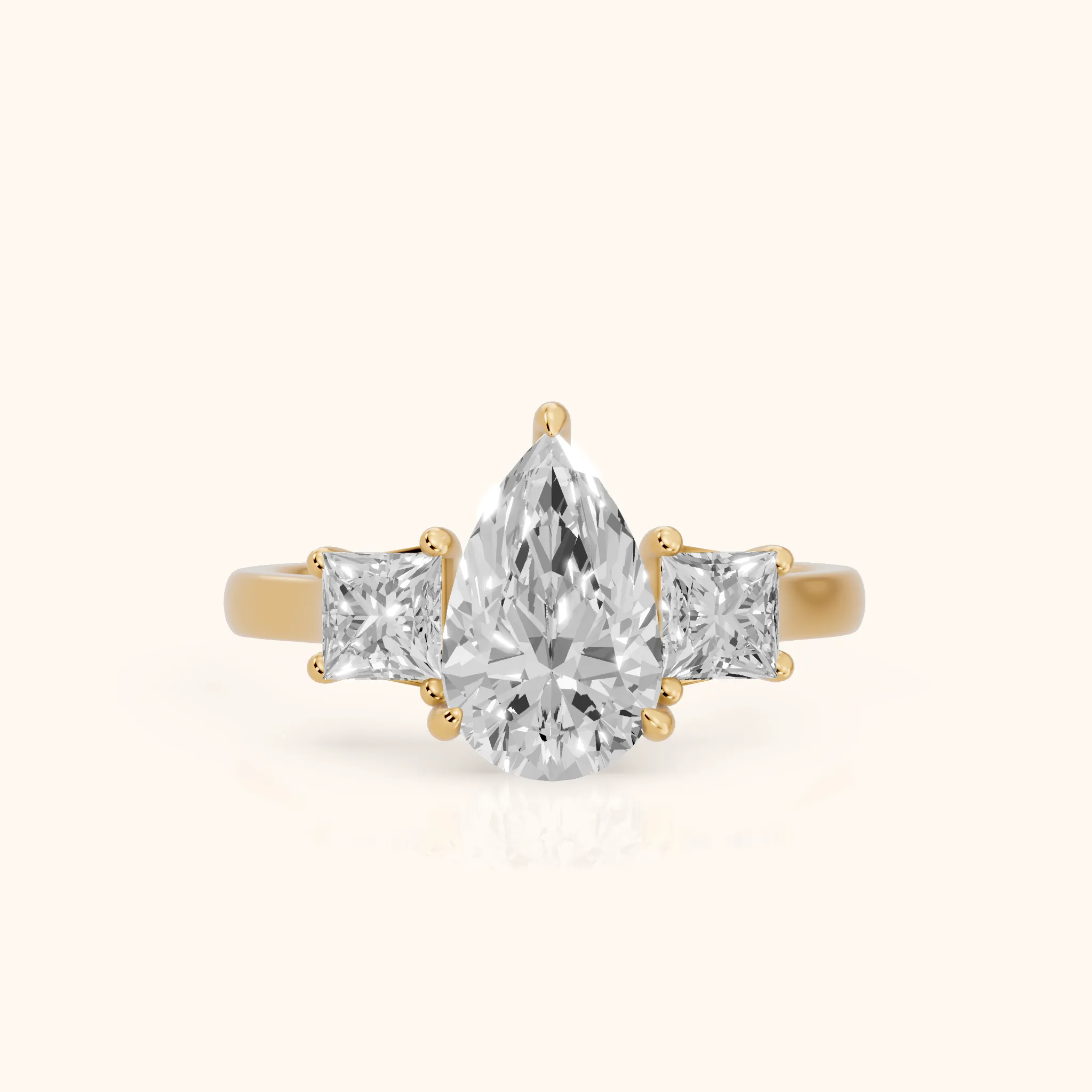 Sienna Three-Stone Pear Diamond Ring in Yellow Gold — view 1