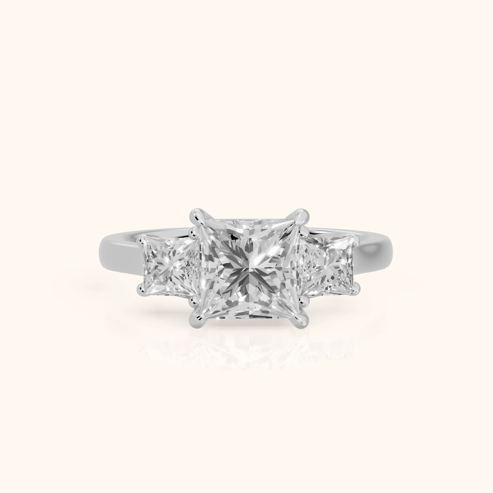 Sienna Three-Stone Princess Diamond Ring in Silver — view 1
