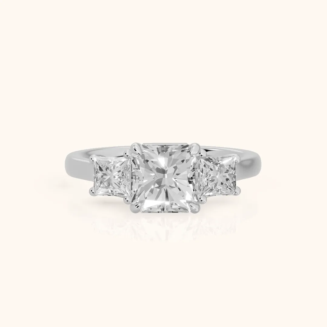 Sienna Three-Stone Radiant Diamond Ring in Silver — view 2