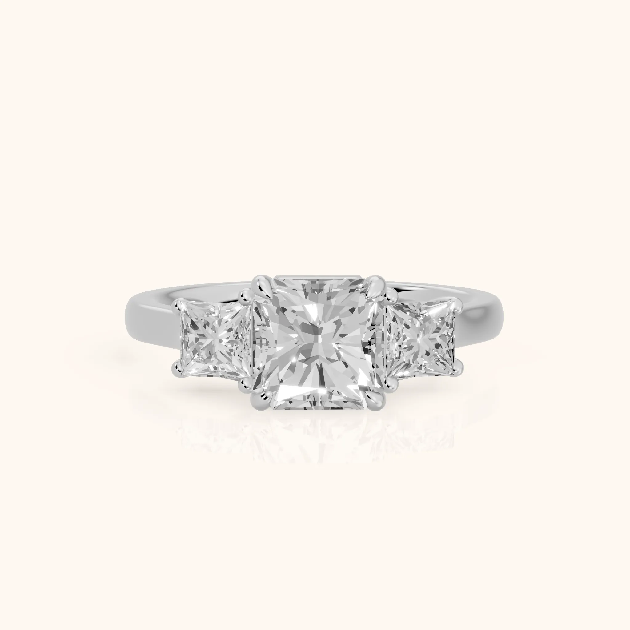 Sienna Three-Stone Radiant Diamond Ring in Silver — view 1