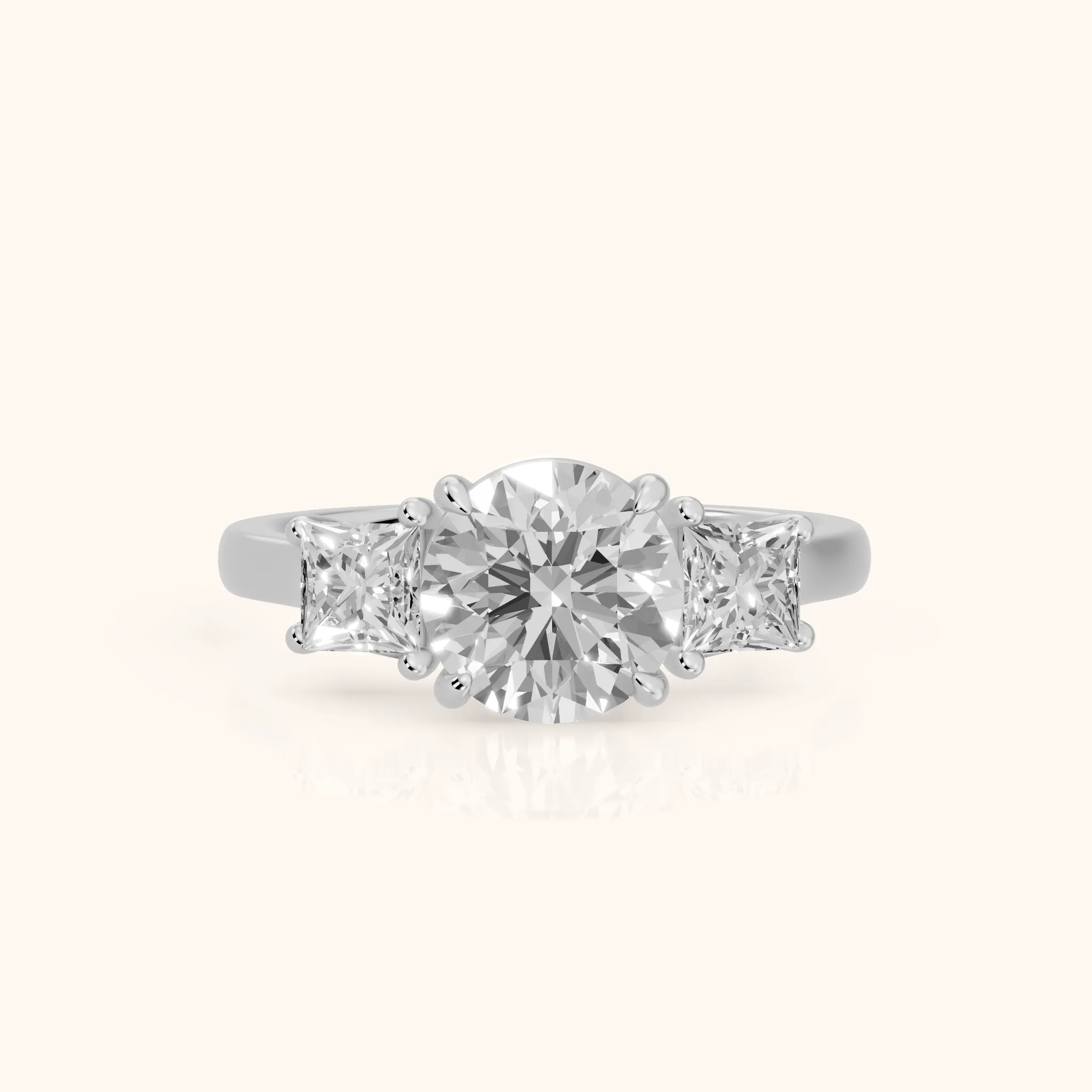 Sienna Three-Stone Round Diamond Ring in Platinum — view 1