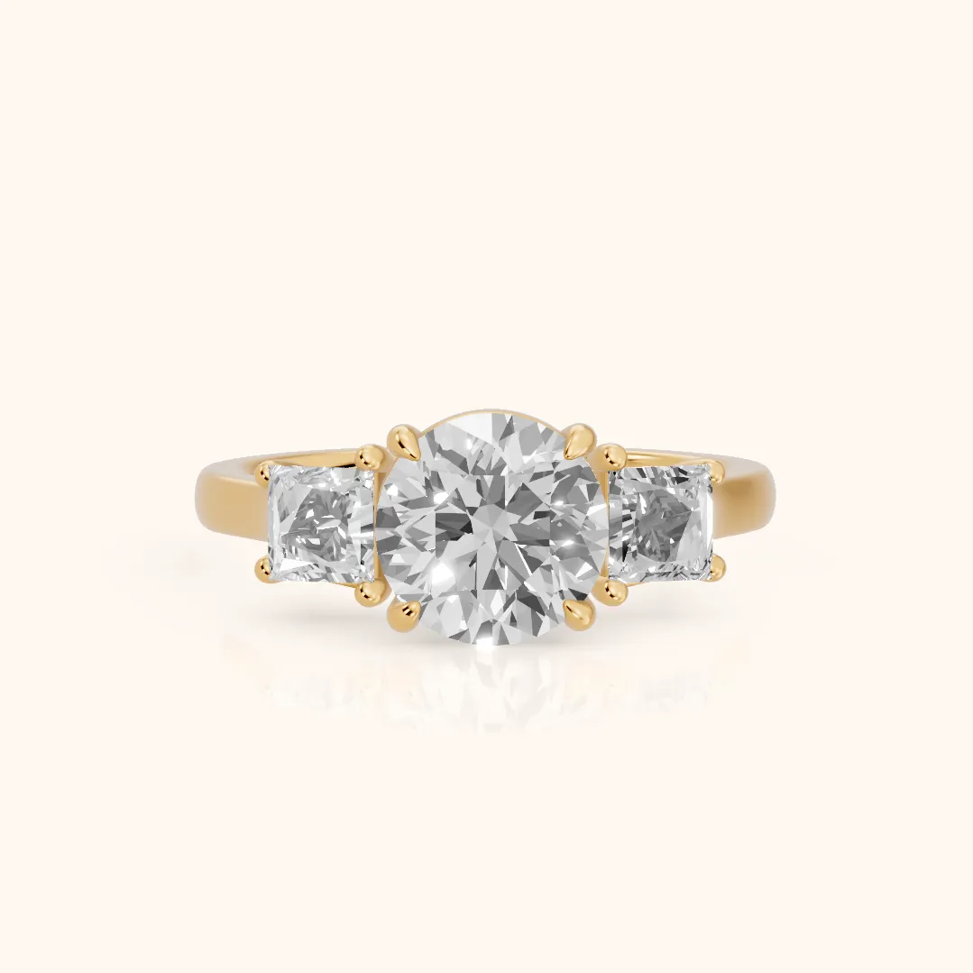Sienna Three-Stone Round Diamond Ring in Yellow Gold — view 2