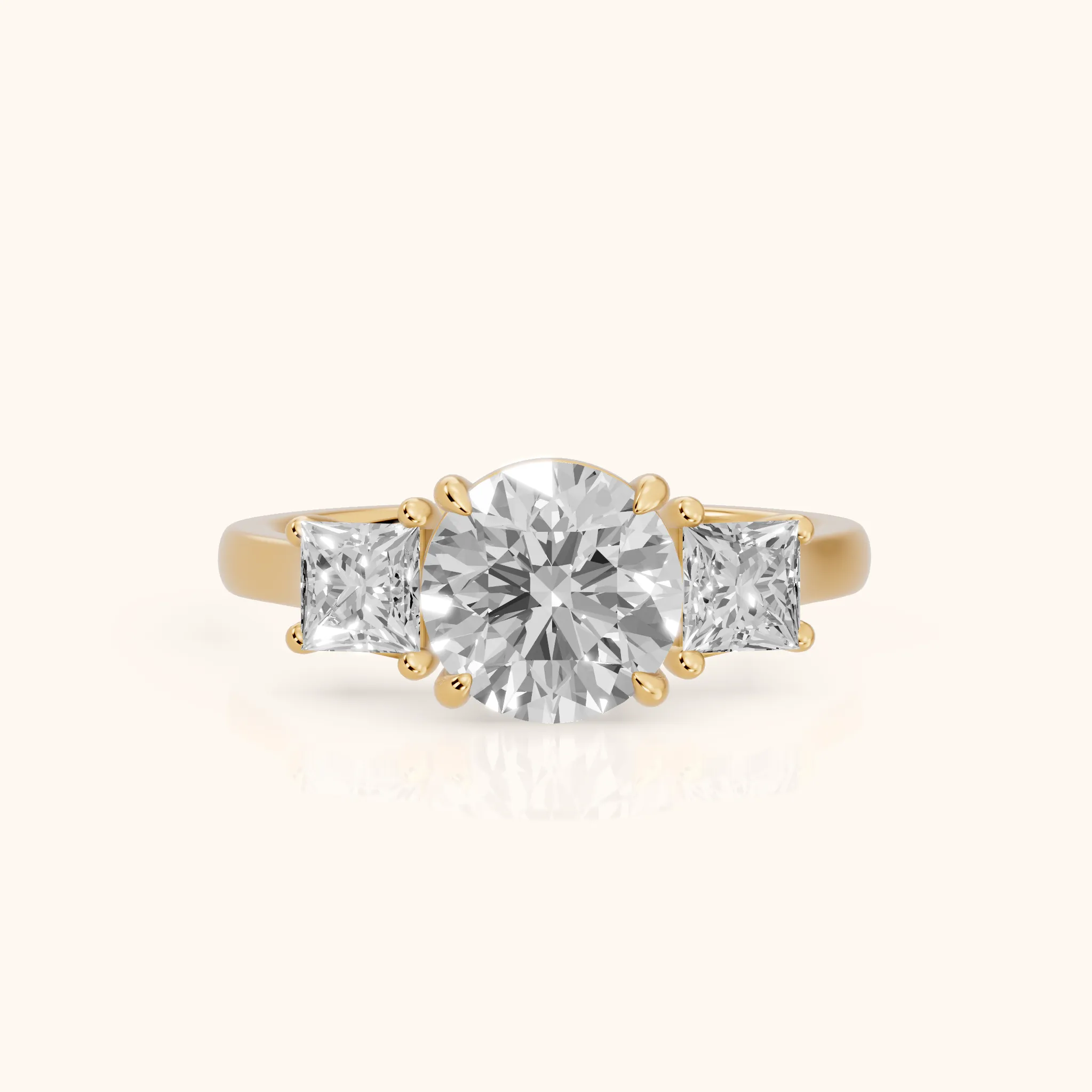 Sienna Three-Stone Round Diamond Ring in Yellow Gold — view 1