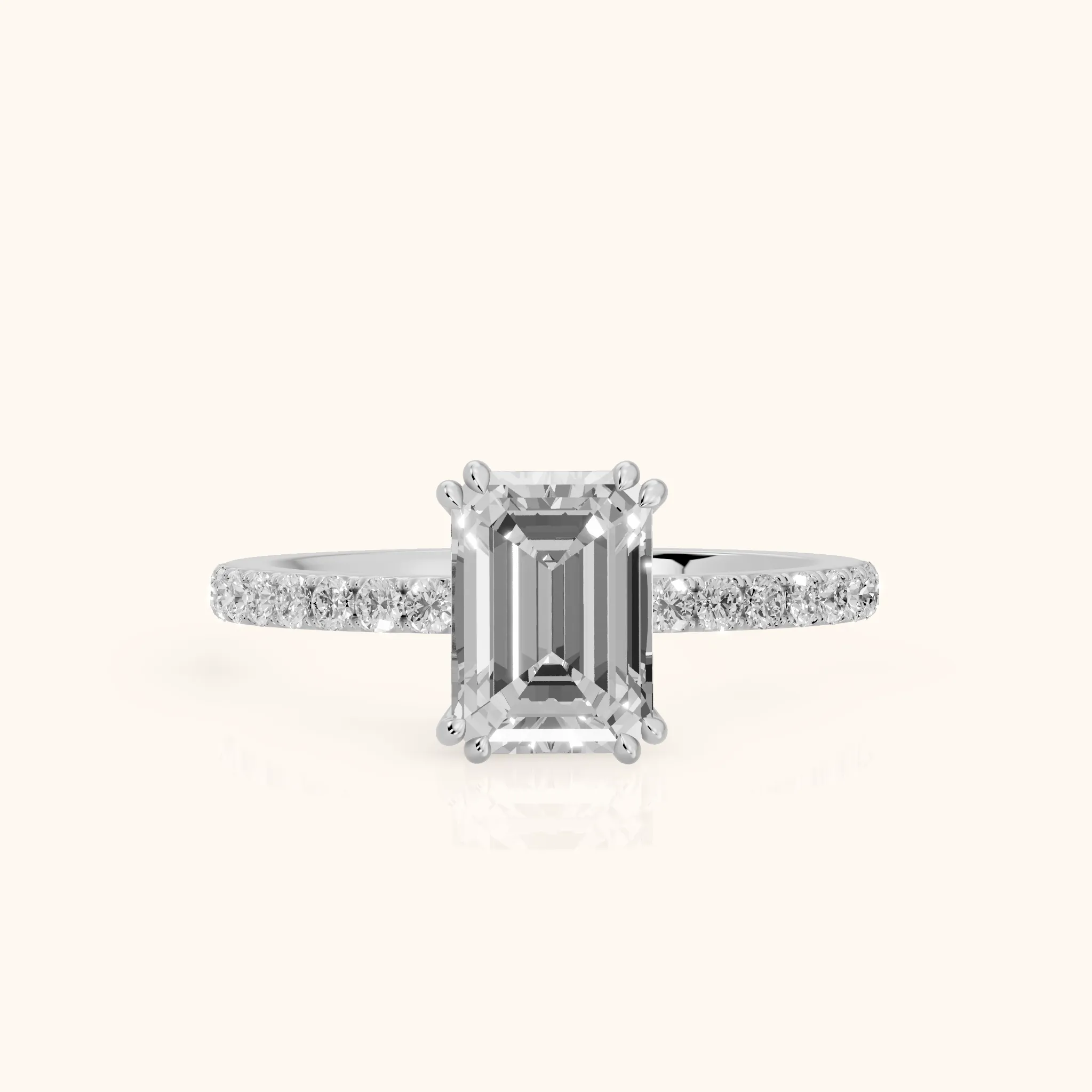 Novara Solitaire Pavé Emerald Diamond Ring in Silver — view 1