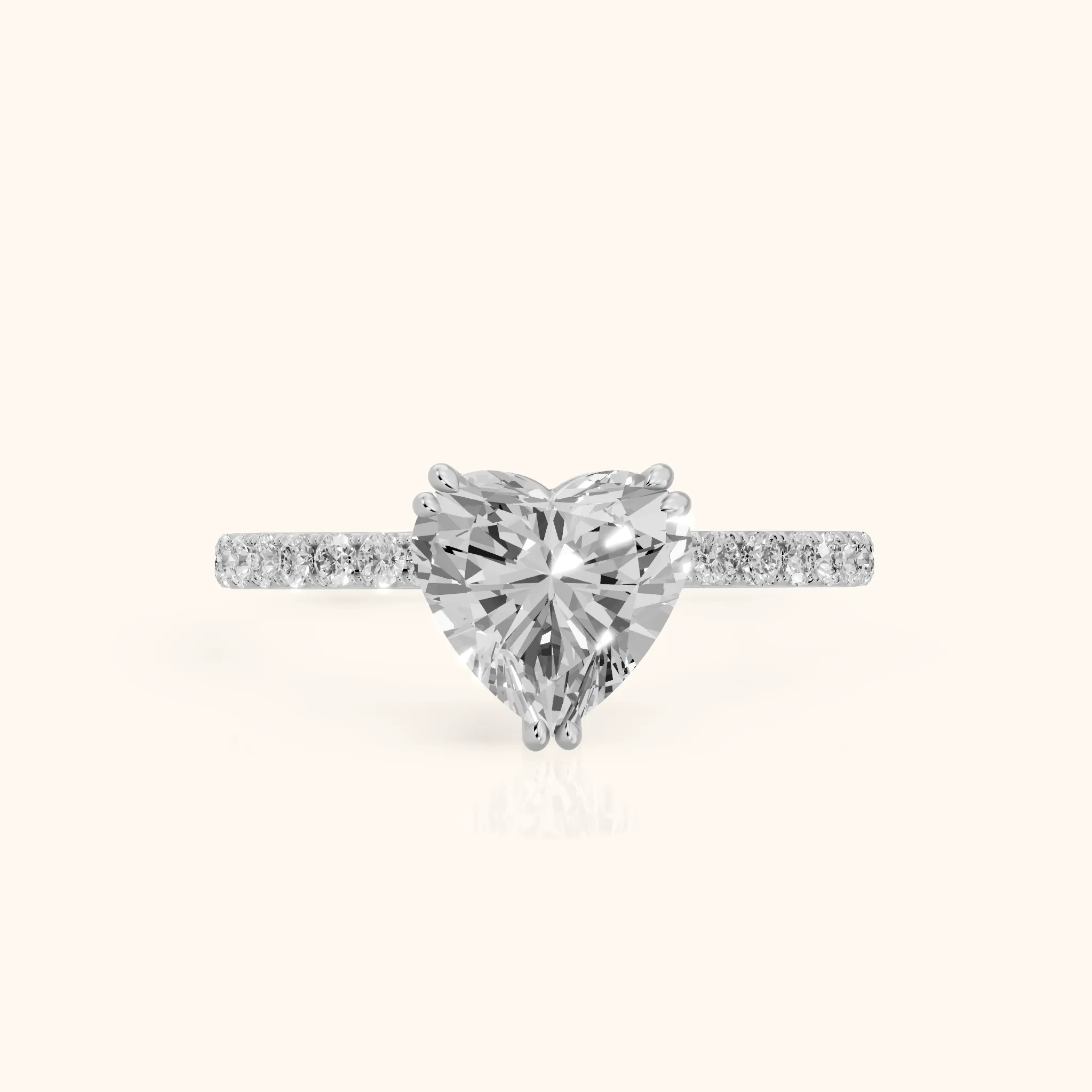 Novara Solitaire Pavé Heart Diamond Ring in Platinum — view 1