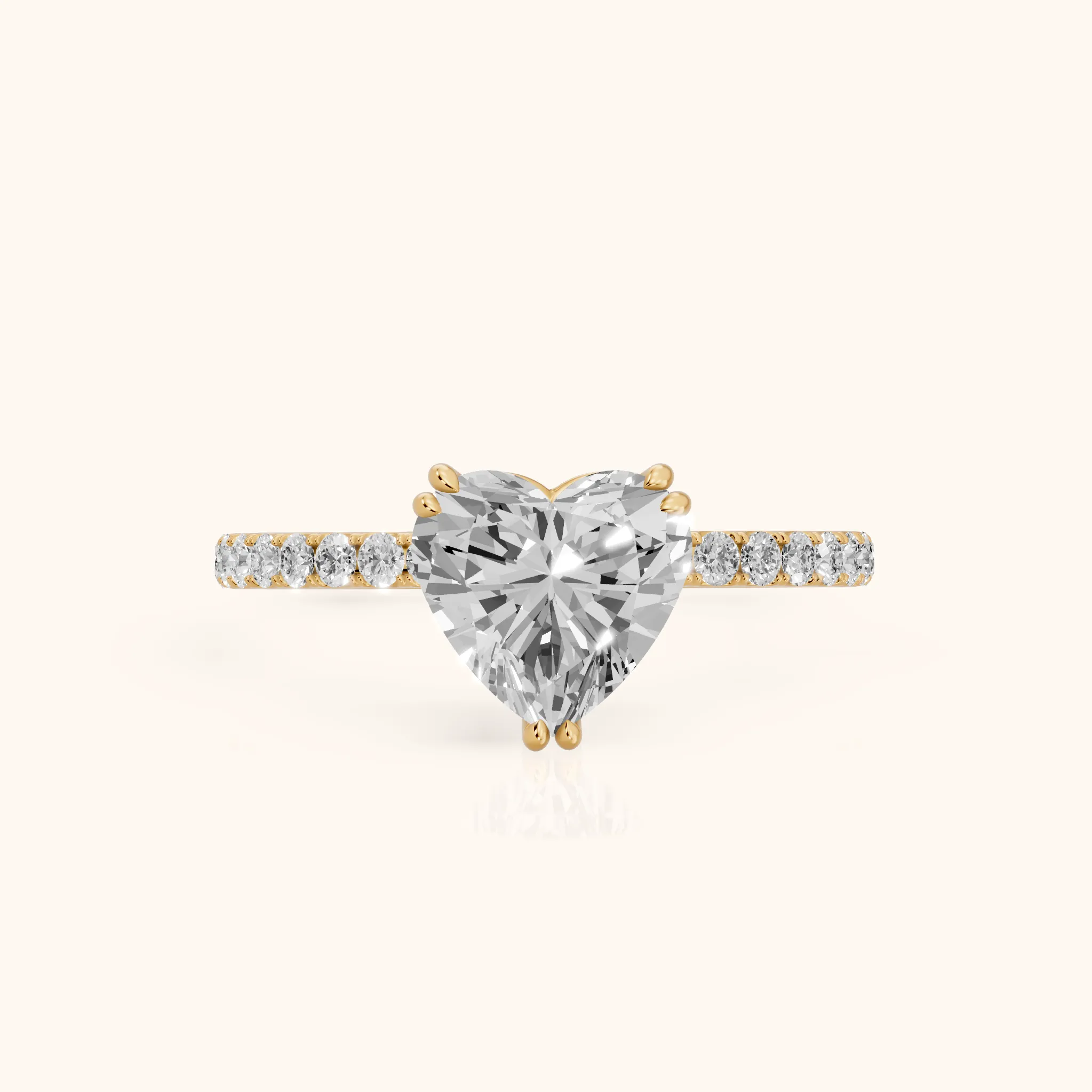Novara Solitaire Pavé Heart Diamond Ring in Yellow Gold — view 1