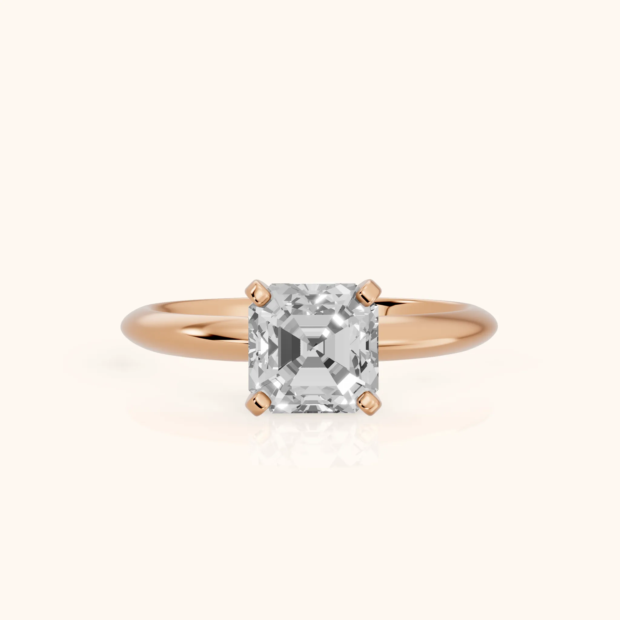 Wren Solitaire Asscher Diamond Ring in Rose Gold — view 1