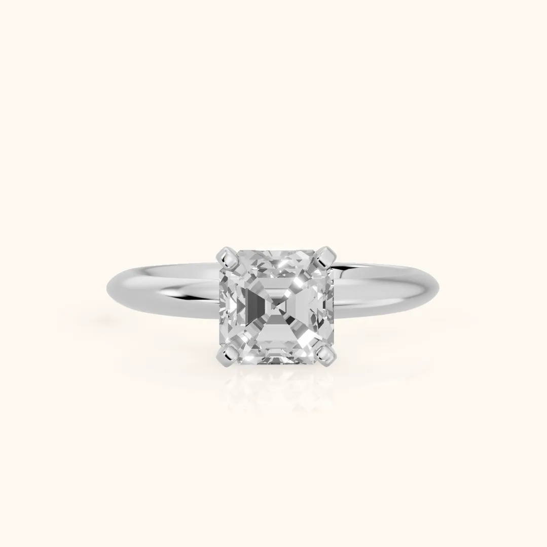 Wren Solitaire Asscher Diamond Ring in Platinum — view 2