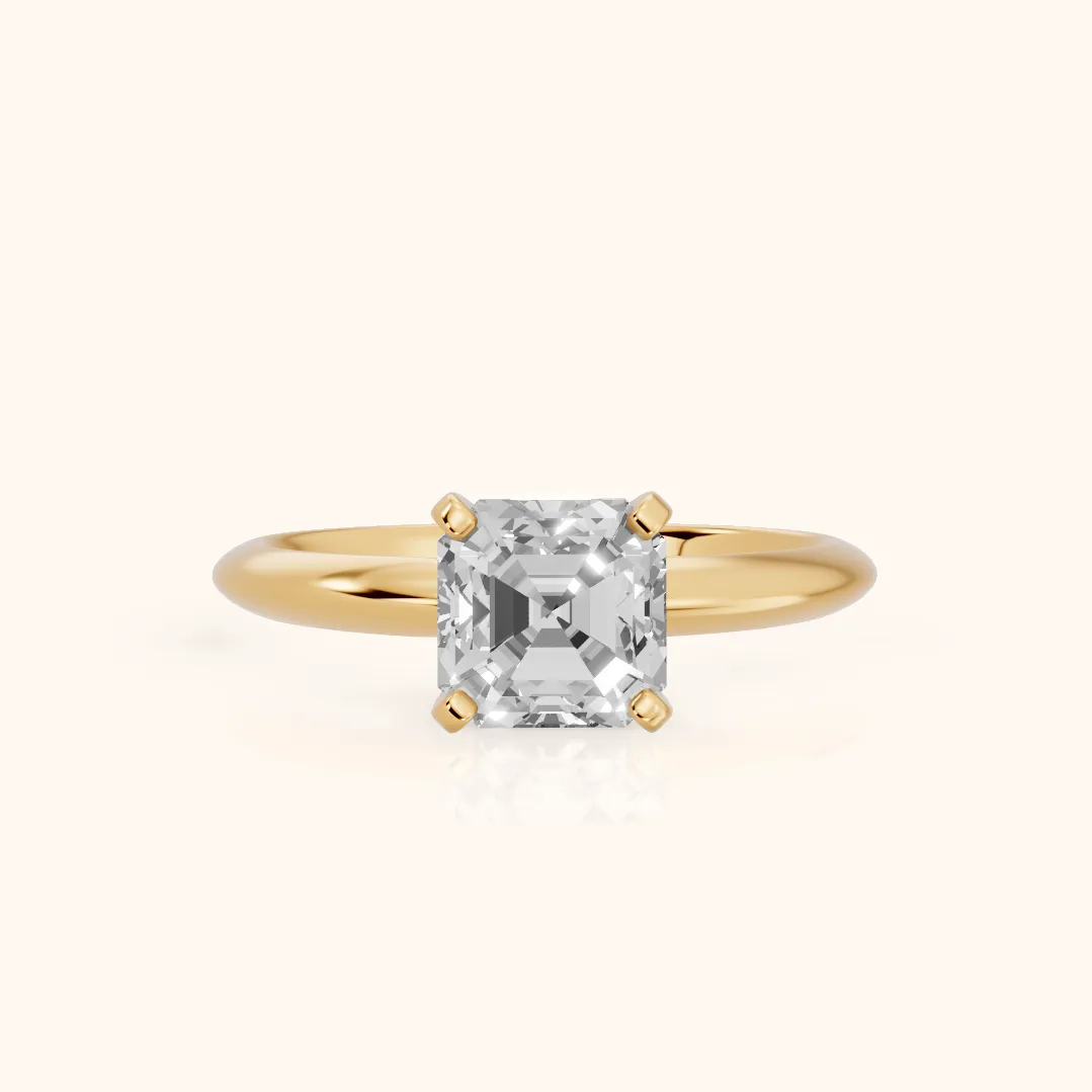 Wren Solitaire Asscher Diamond Ring in Yellow Gold — view 2