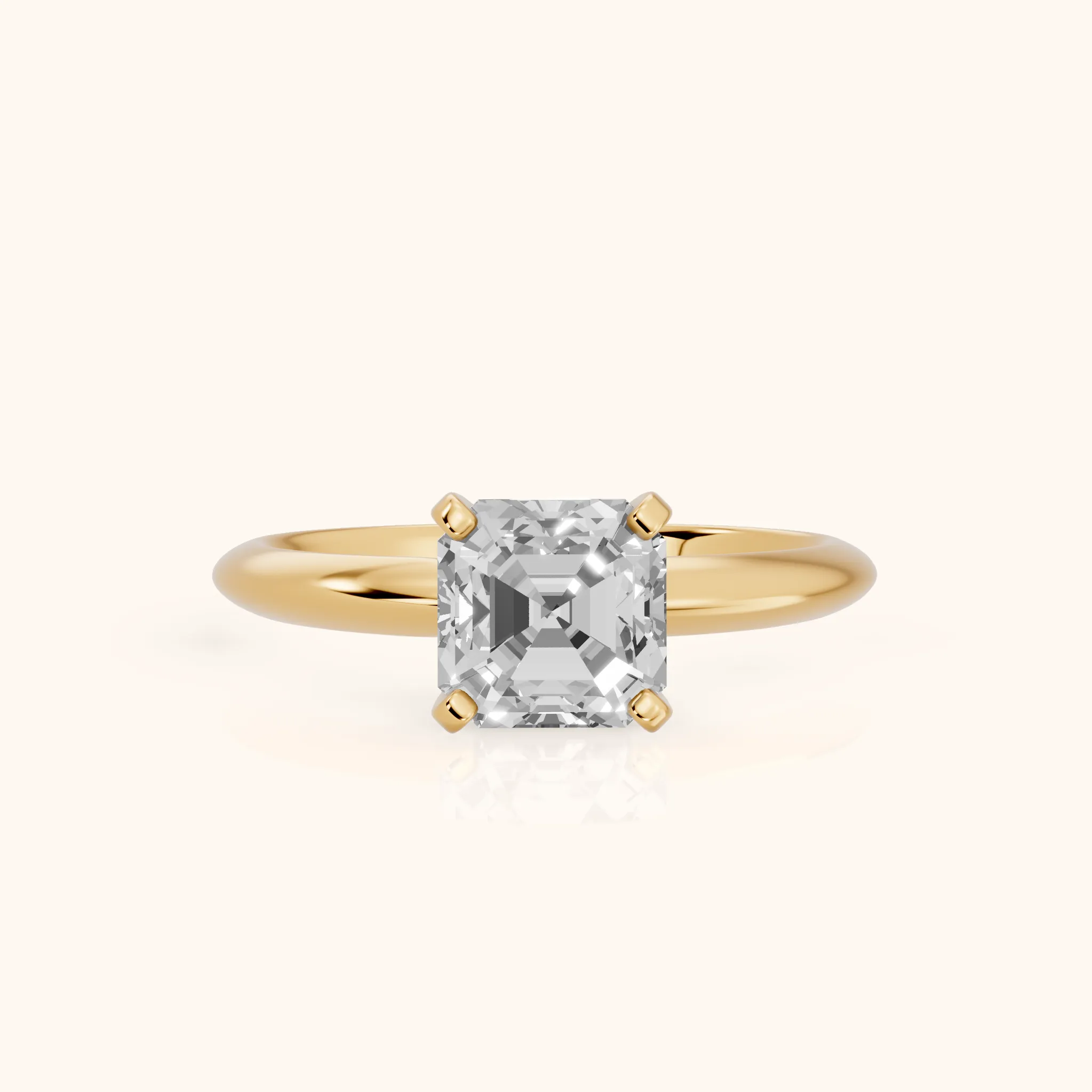 Wren Solitaire Asscher Diamond Ring in Yellow Gold — view 1