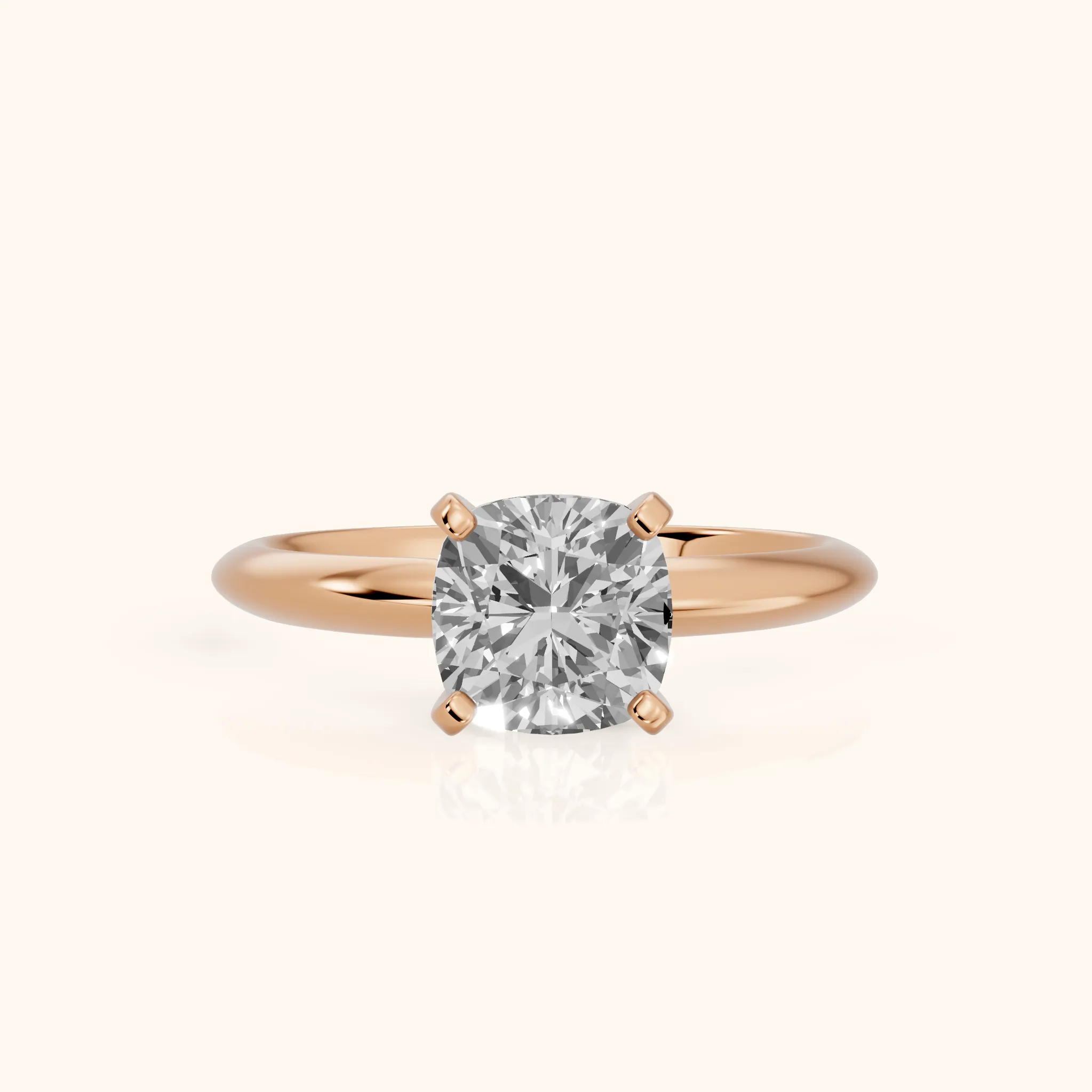 Wren Solitaire Cushion Diamond Ring in Rose Gold — view 1
