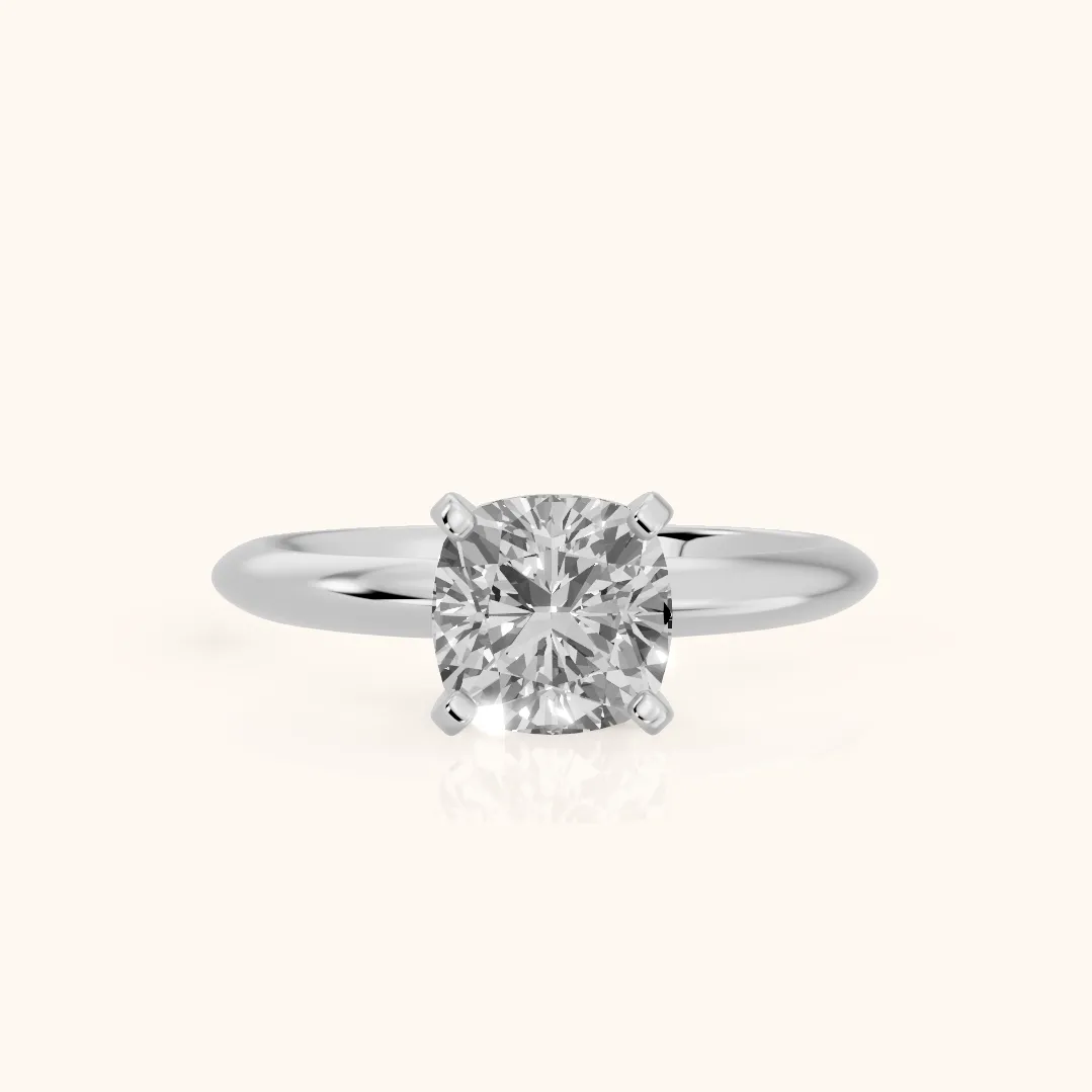 Wren Solitaire Cushion Diamond Ring in Platinum — view 2