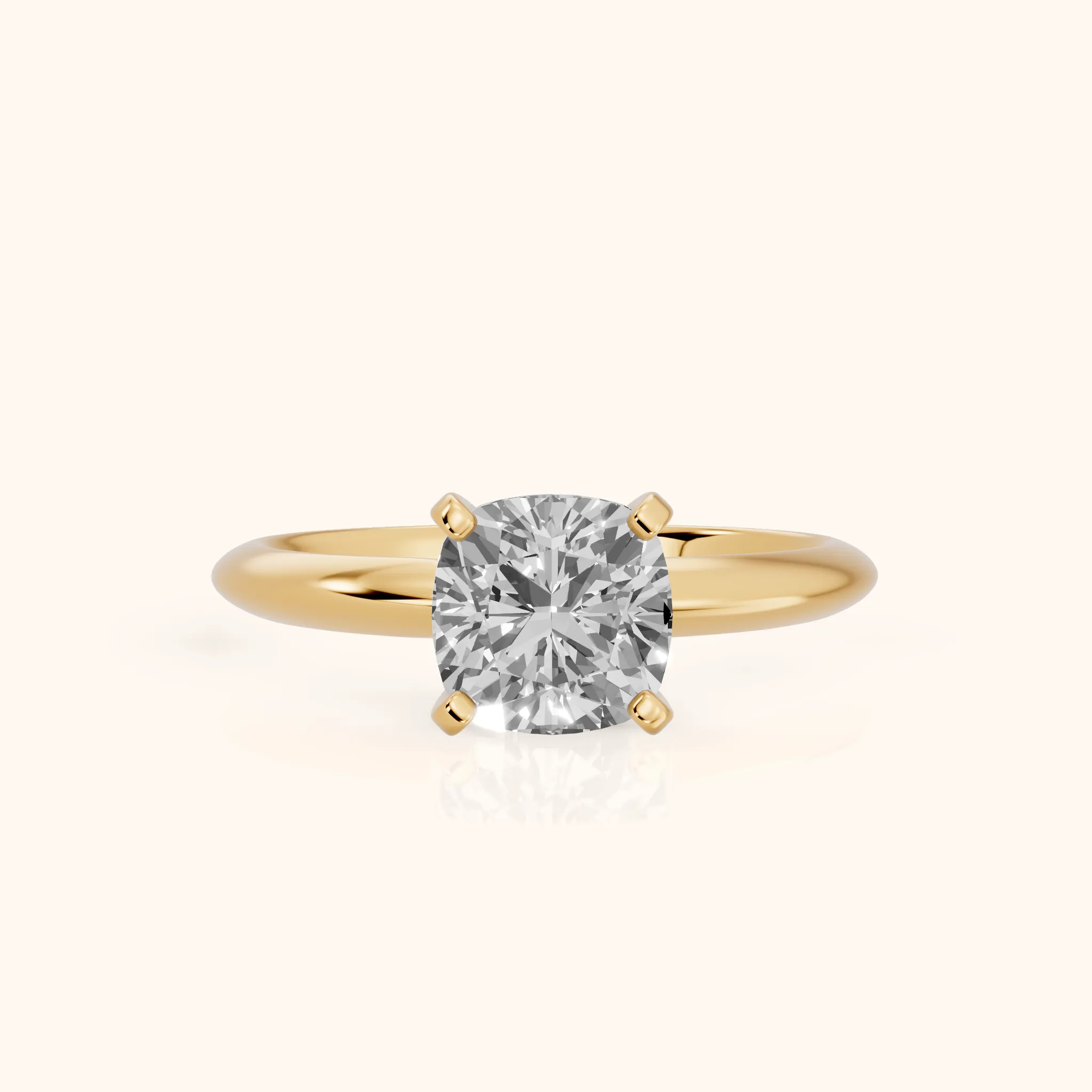 Wren Solitaire Cushion Diamond Ring in Yellow Gold — view 1