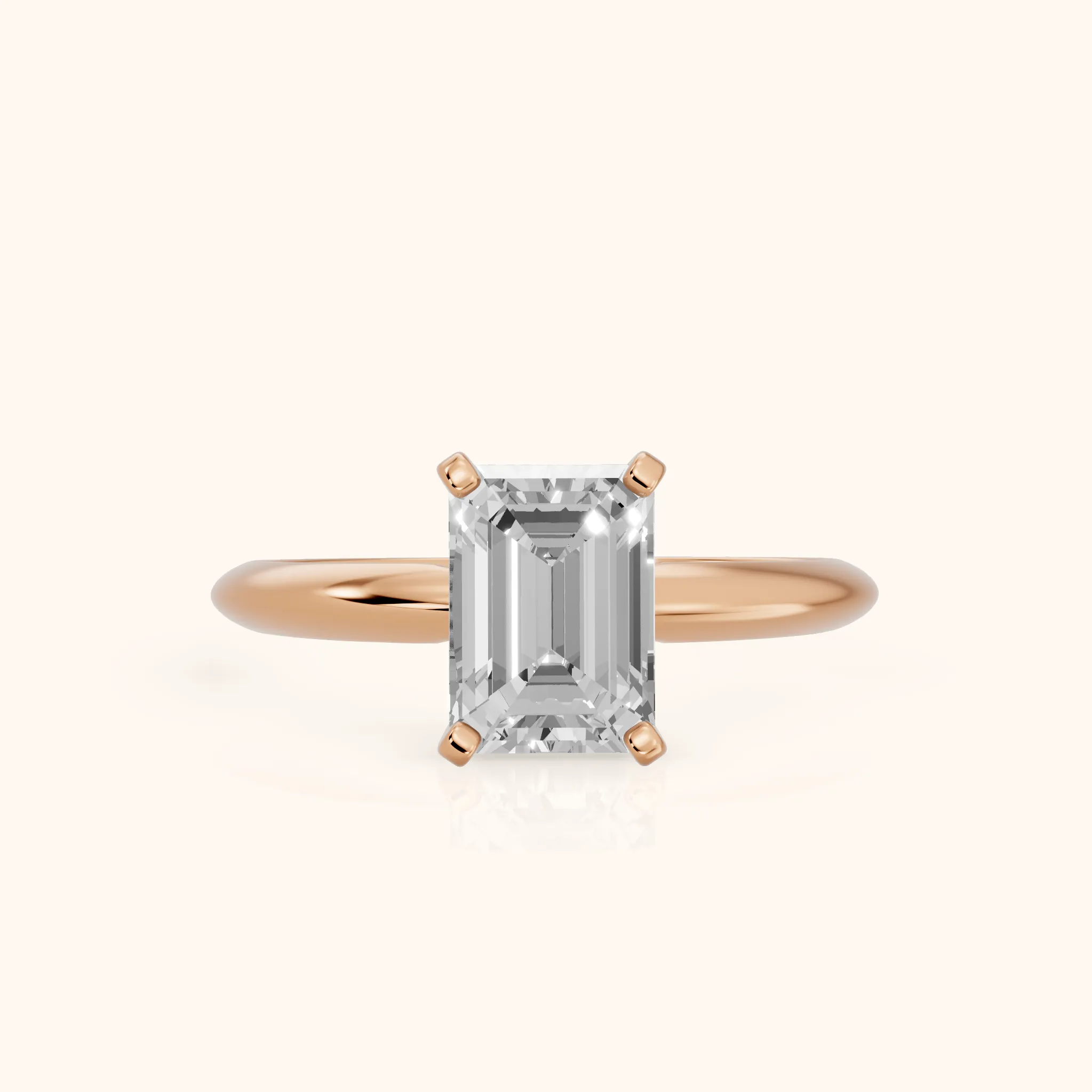 Wren Solitaire Emerald Diamond Ring in Rose Gold — view 1