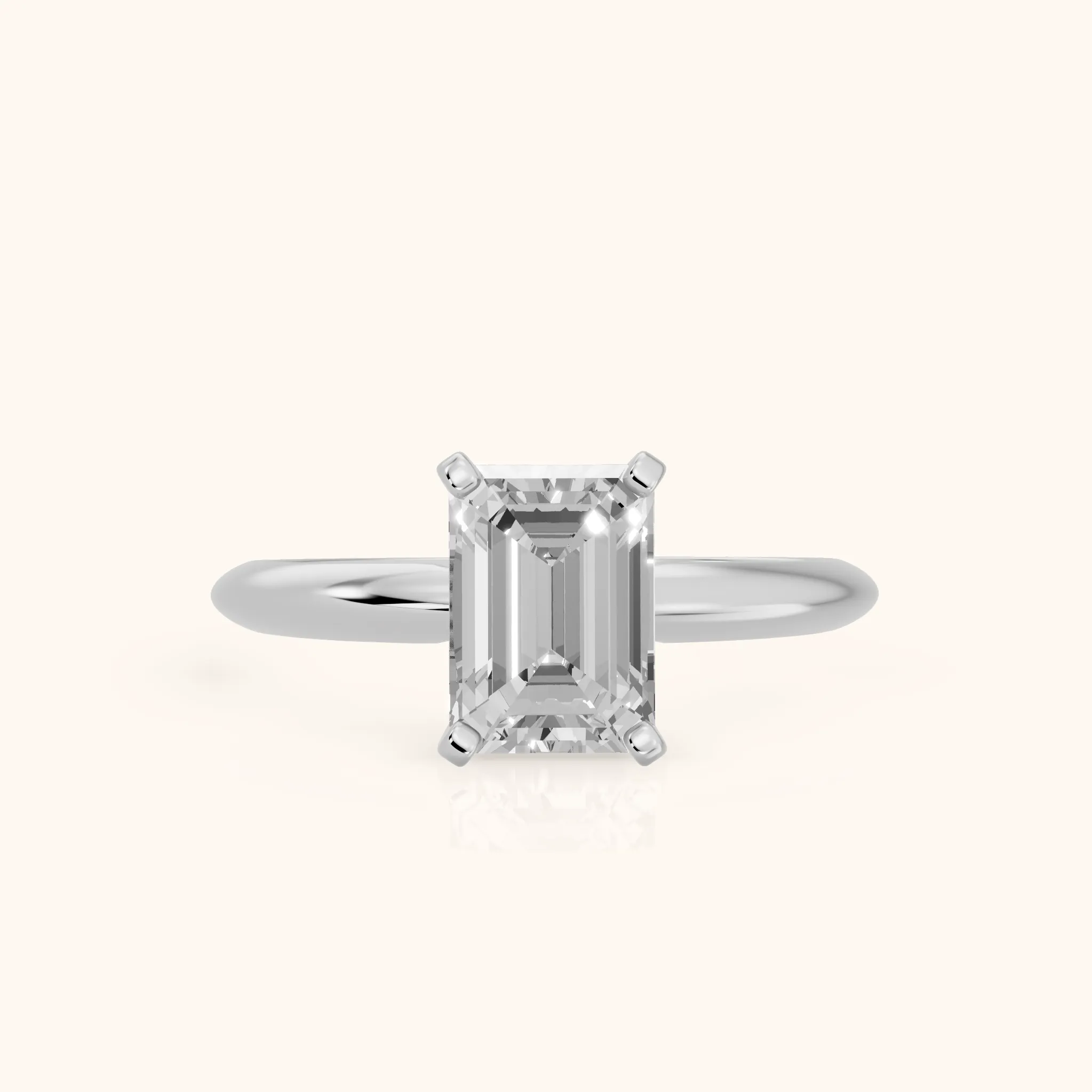 Wren Solitaire Emerald Diamond Ring in White Gold — view 1