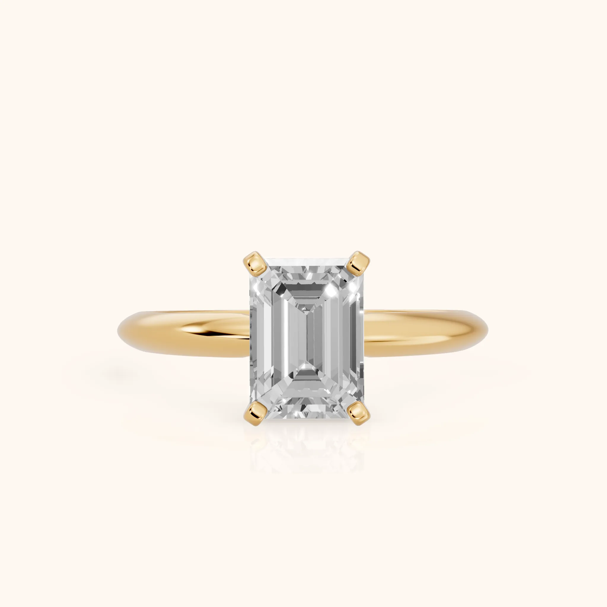 Wren Solitaire Emerald Diamond Ring in Yellow Gold — view 1