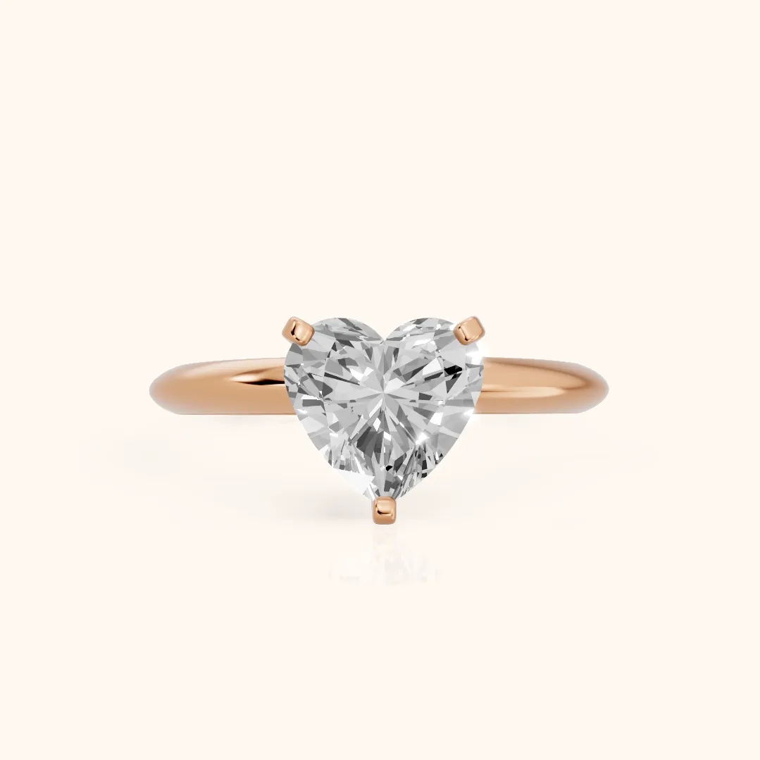 Wren Solitaire Heart Diamond Ring in Rose Gold — view 2