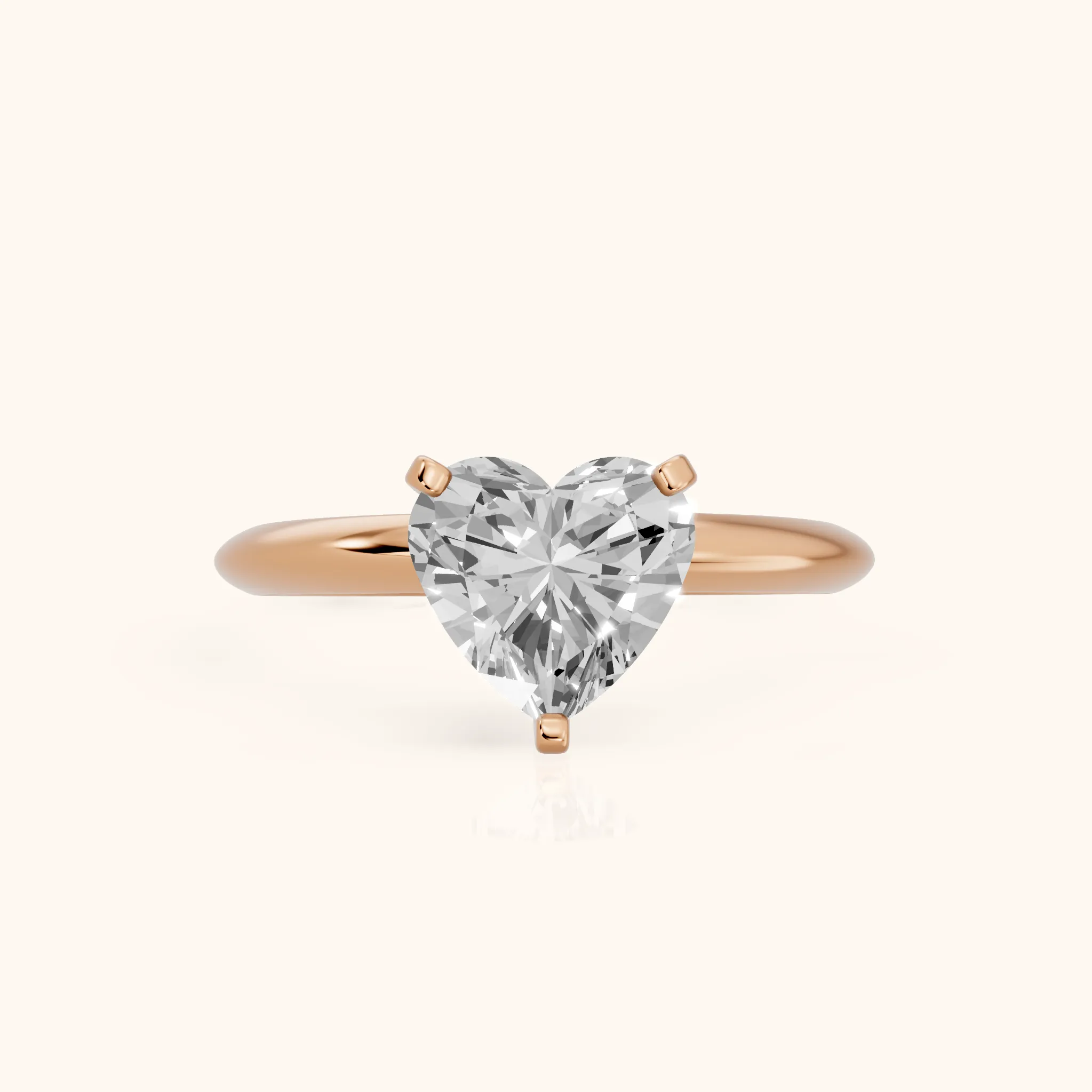 Wren Solitaire Heart Diamond Ring in Rose Gold — view 1