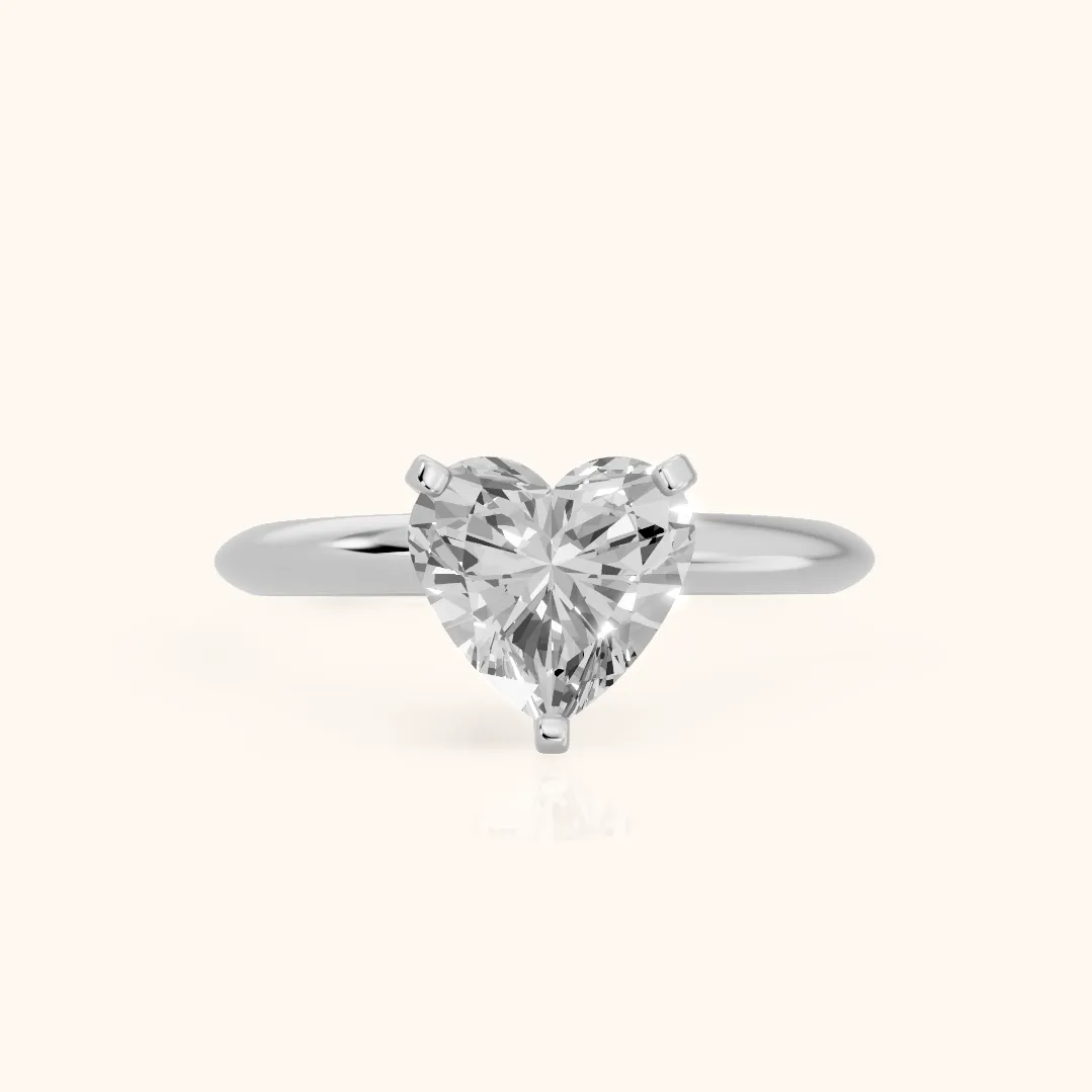 Wren Solitaire Heart Diamond Ring in Platinum — view 2
