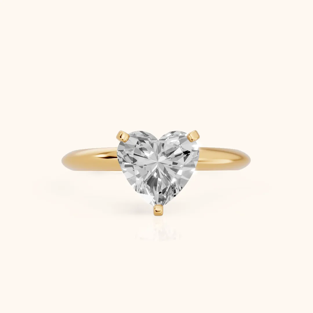 Wren Solitaire Heart Diamond Ring in Yellow Gold — view 2
