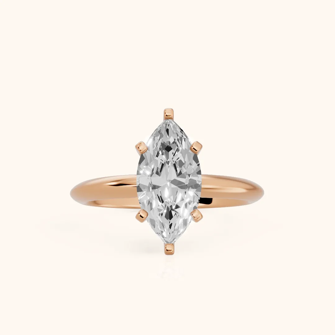 Wren Solitaire Marquise Diamond Ring in Rose Gold — view 2