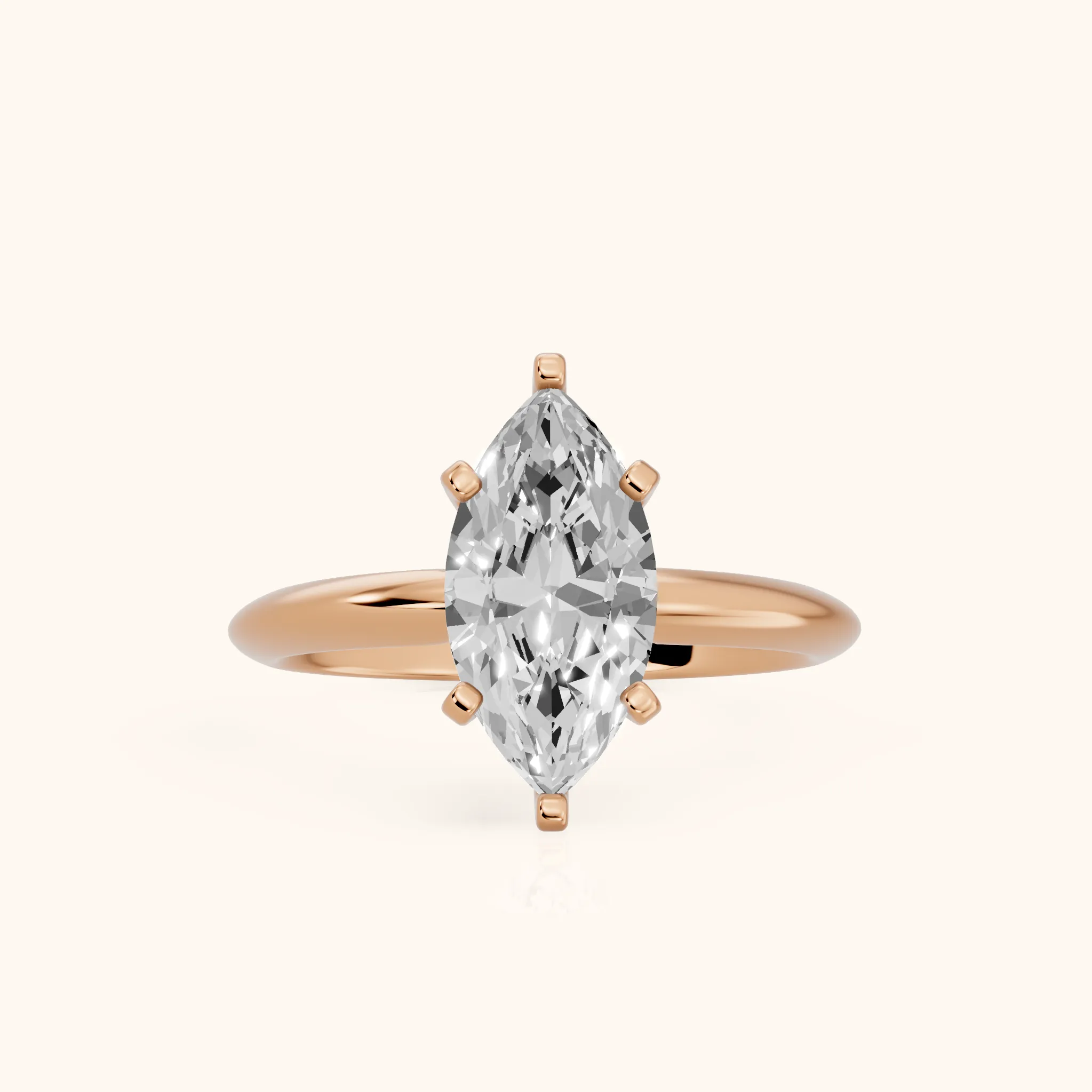 Wren Solitaire Marquise Diamond Ring in Rose Gold — view 1