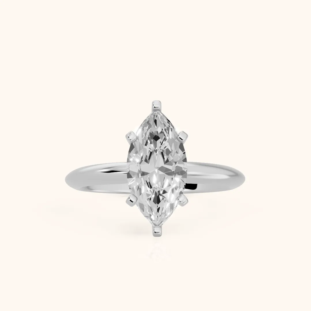 Wren Solitaire Marquise Diamond Ring in Silver — view 2