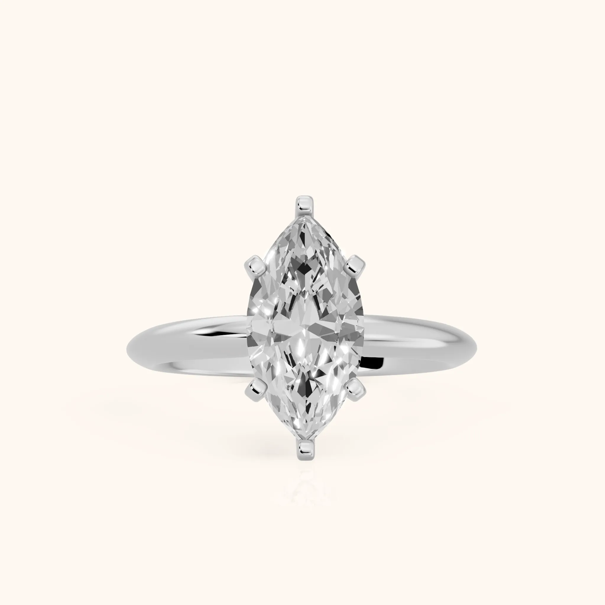 Wren Solitaire Marquise Diamond Ring in Silver — view 1